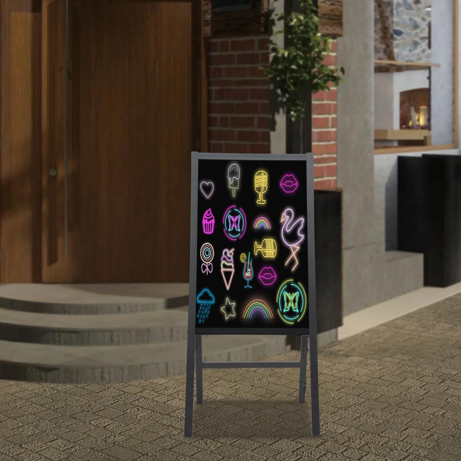 Tablica LED 40x60 cm z pilotem, 8 neonowymi długopisami, stojąca informacyjna reklamowa