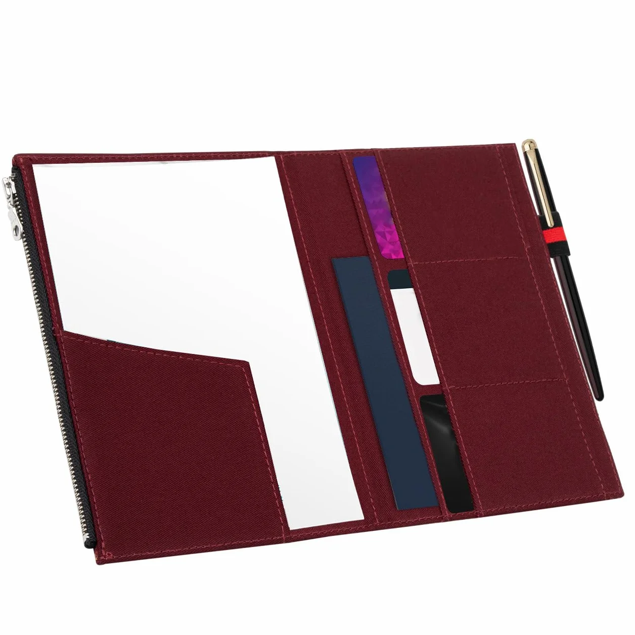 Wanderings Etui Na Zamek Z Kieszonkami Na Karty – Akcesorium Do Notatników Podróżnych – Format A5 – 14 x 21 cm / 5,25" x 8,25" – Trwałe Etui Z Bawełny 100% Dla Planerów I Notesów
