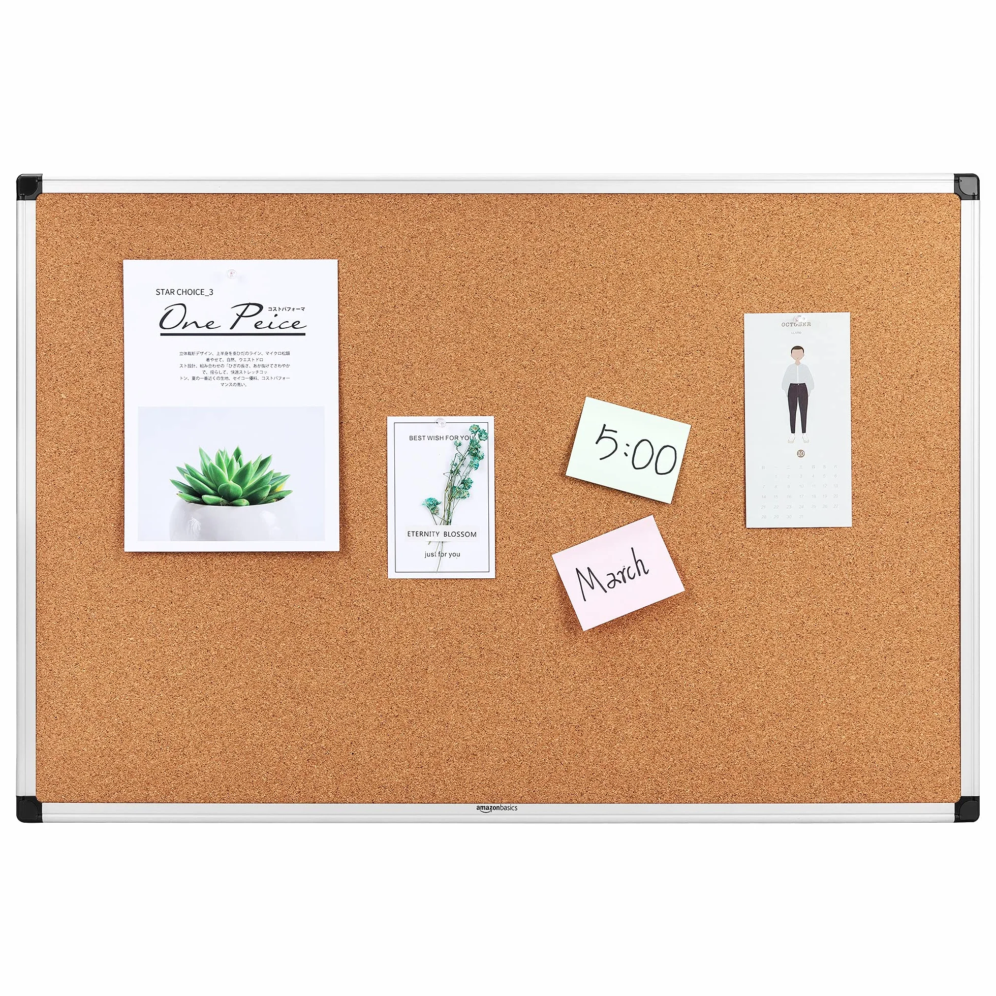 Amazon Basics Tablica korkowa aluminiowa ramka 90 cm x 60 cm