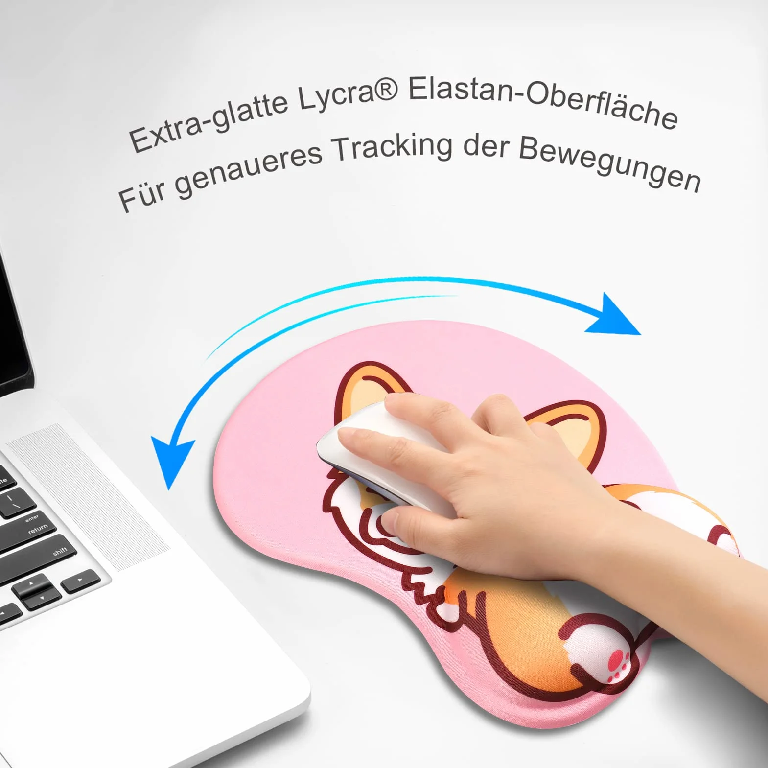 AOKSUNOVA Podkładka pod mysz 3D z poduszką żelową, ergonomiczna podkładka pod mysz z podkładką pod nadgarstek, uroczy motyw Corgi