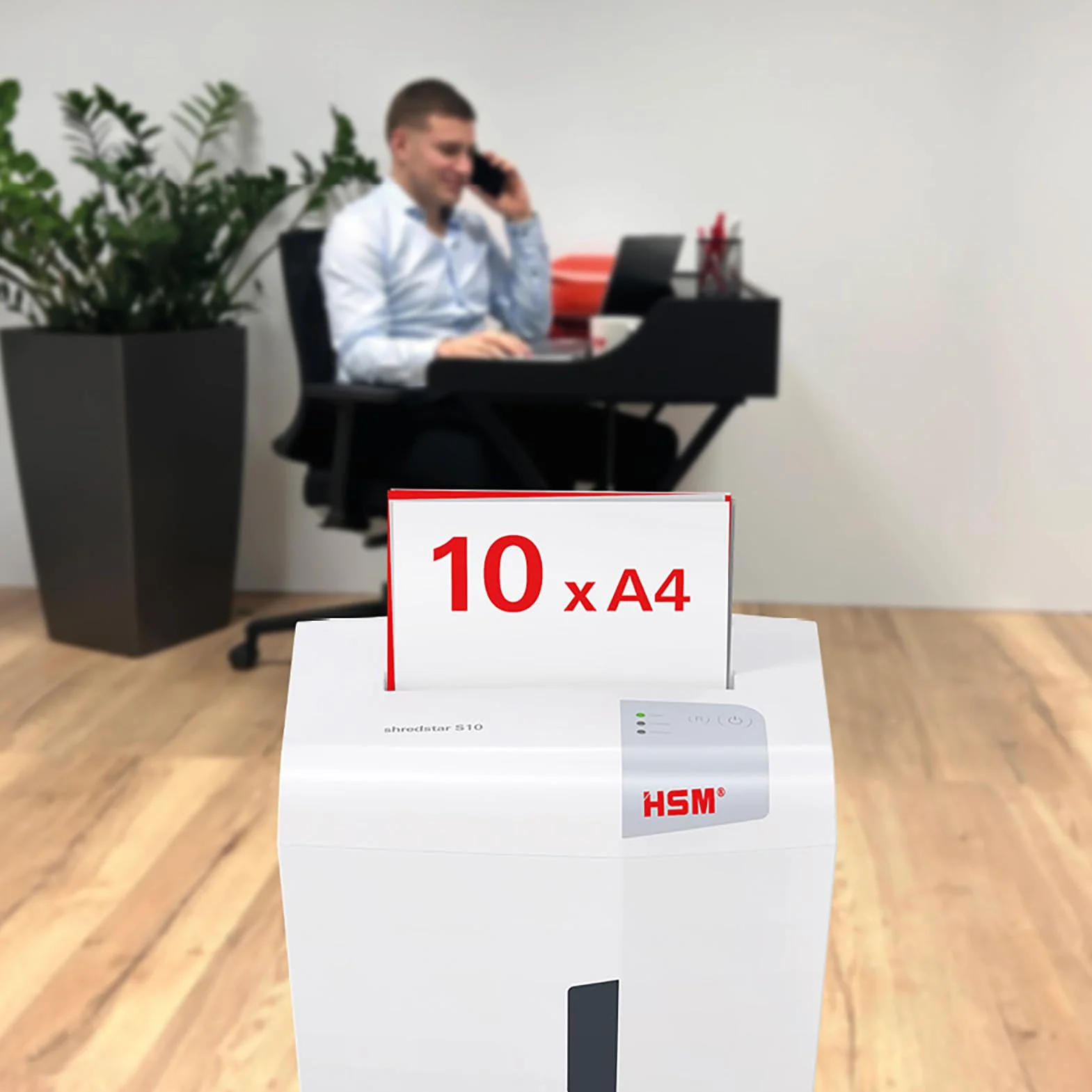 HSM Shredstar S10 niszczarka dokumentów, poziom bezpieczeństwa P-2, 10 arkuszy (cięcie w paski) z niszczarką CD, 6 mm