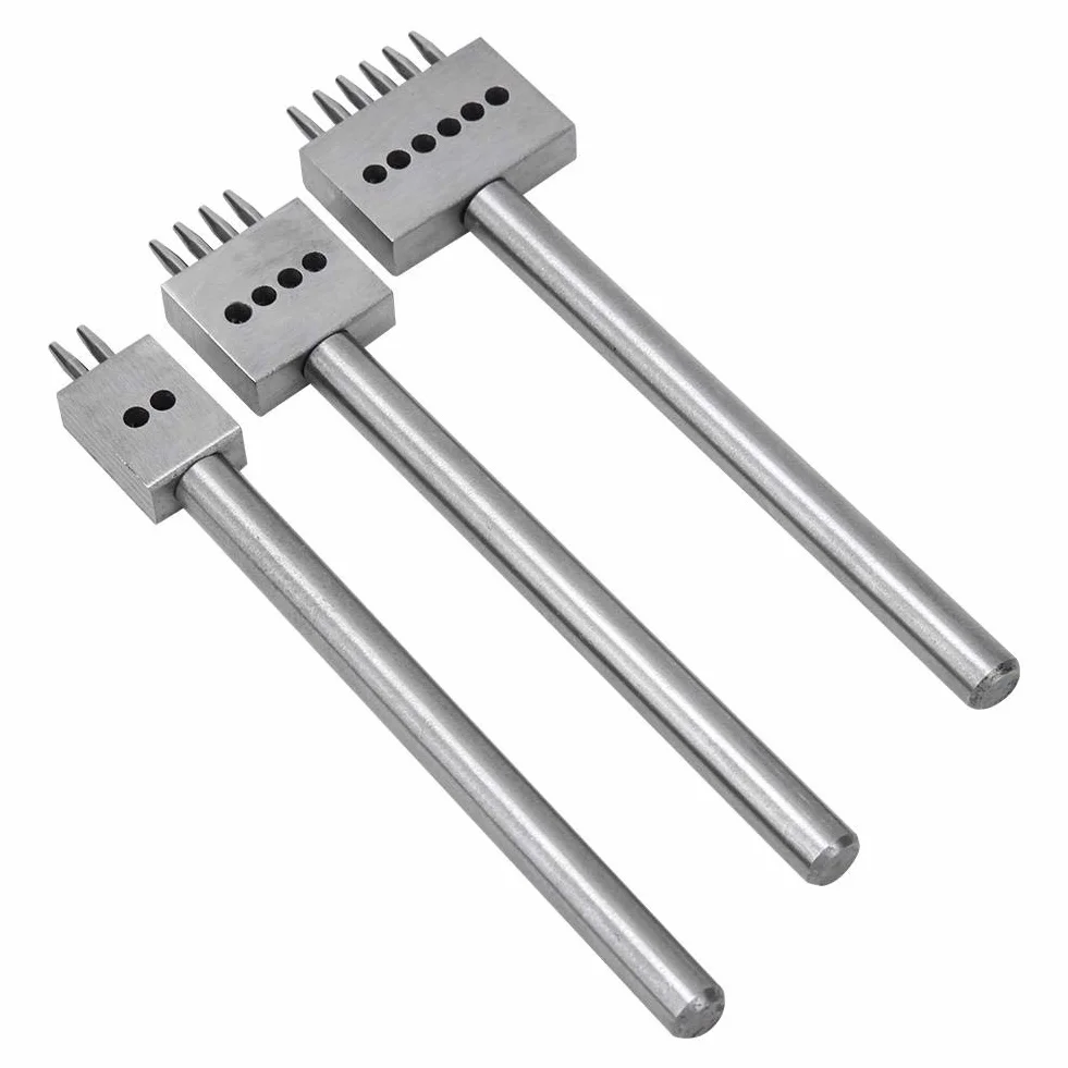 MAGT Dziurkacz do skóry Stal narzędziowa 4mm 2/4/6 zębów Dłuto zębate 3szt