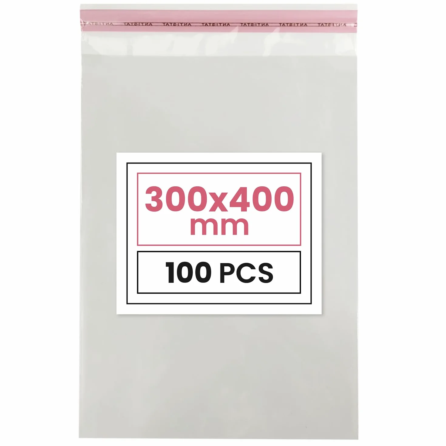 Netuno 100 płaskich torebek o wysokim połysku 30 x 40 cm z klapką (3 cm) Peel & Seal PP torebki samoprzylepne torebki plastikowe przezroczyste torebki celofanowe przezroczyste torebki z zakładką