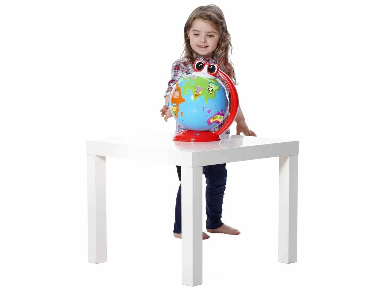 Chicco Edu Globe Mówiący globus edukacyjny nauka geografii logiki sekwencji pamięci 300 zdań quizów piosenek Montessori gry dla dzieci 2-6 lat