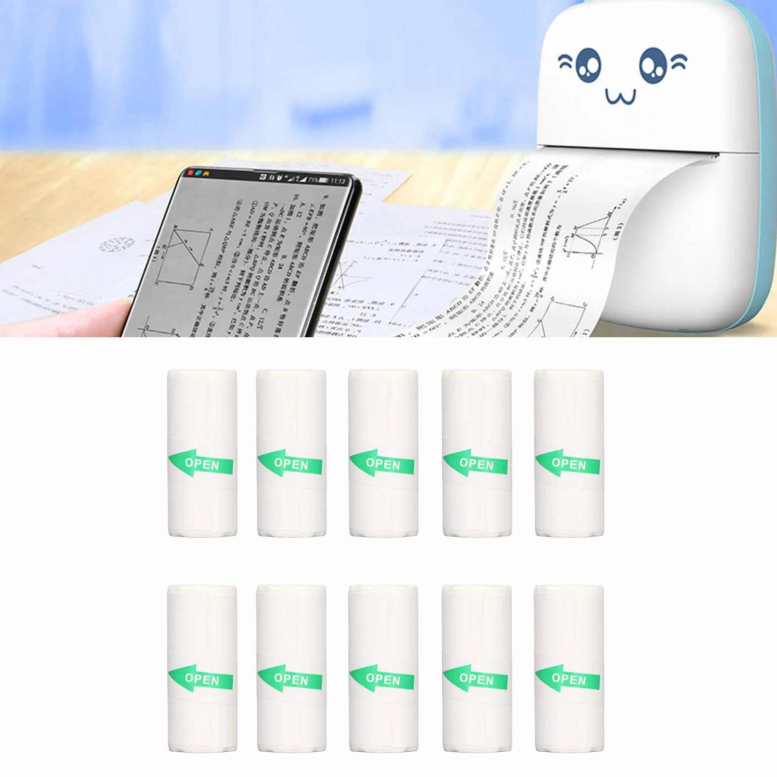 10 Rolkowy Papier do Drukarki Termicznej, Przenośny Papier Termiczny pokwitowań Termiczny Samoprzylepny Mini Papier do Drukowania na etykietę Niewłaściwe Pytania Zdjęcie 57x25mm