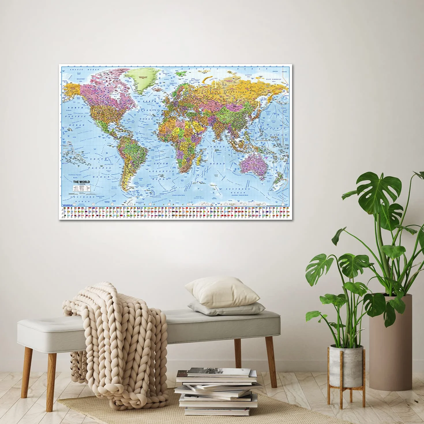 Close Up XL Giant World Map plakat 2020 z flagami 91,5 x 61 cm