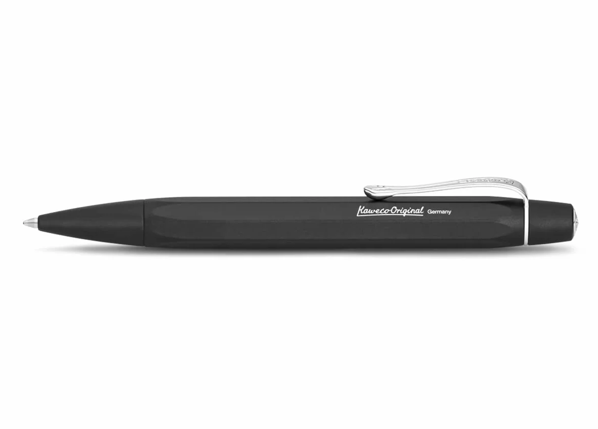 Kaweco Oryginalny długopis Black Chrome I Ekskluzywny długopis z ładnym wkładem i eleganckim blaszanym etui, luksusowe pióro z atrakcyjnymi elementami dekoracyjnymi