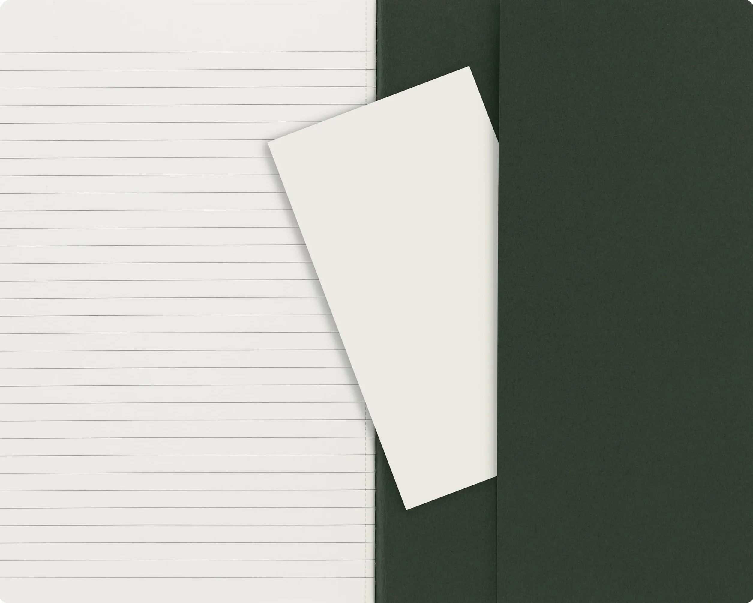Moleskine Cahier Journal, Set 3 Notebooks with Ruled Pages, Cardboard Cover with Visible Cotton Stiching, Colour Myrtle Green, Large 13 x 21 cm, 80 Pages
