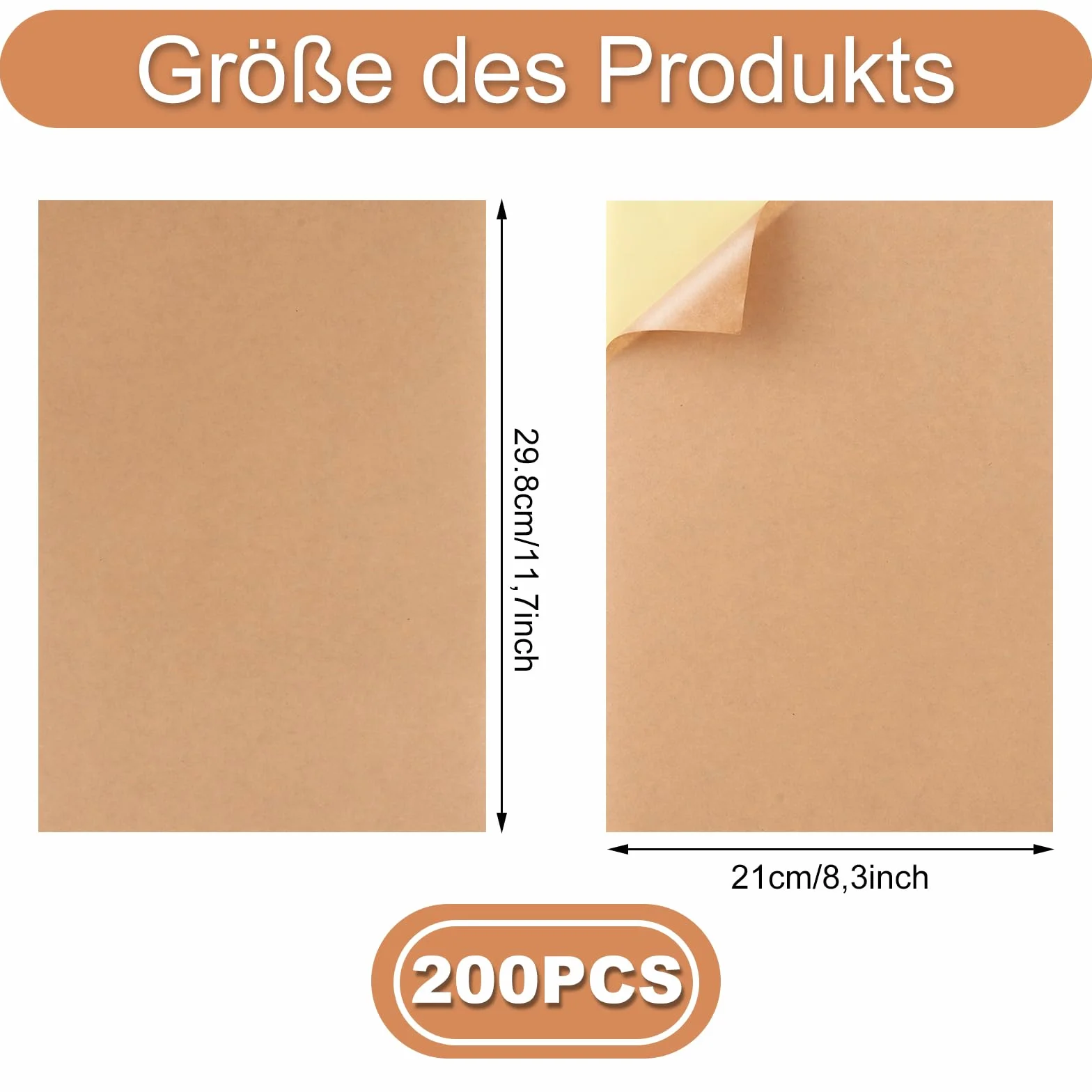 Papier kraft samoprzylepny 200 szt. 210x297 mm brązowy do druku laserowego