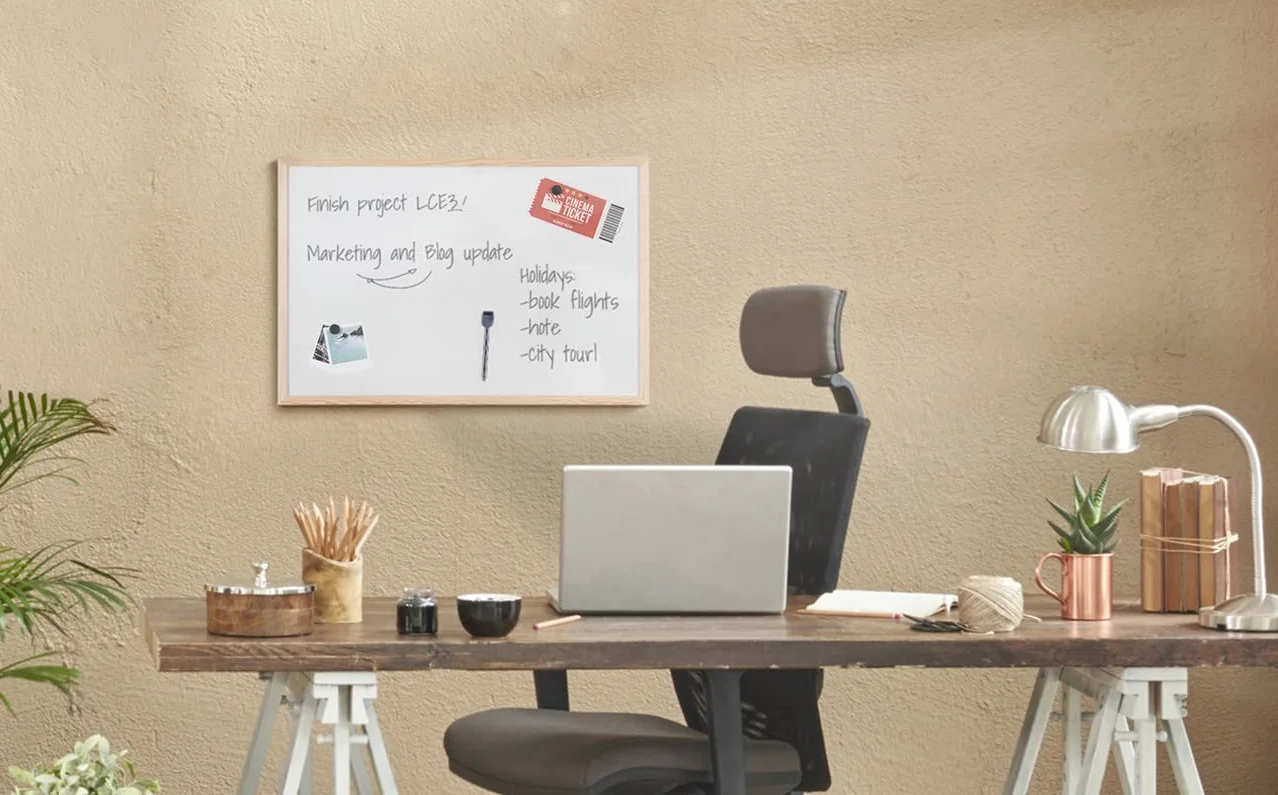 Bi-Office Budget tablica suchościeralna z drewnianą ramą, magnetyczna, 5 rozmiarów do wyboru, 60 x 45 cm
