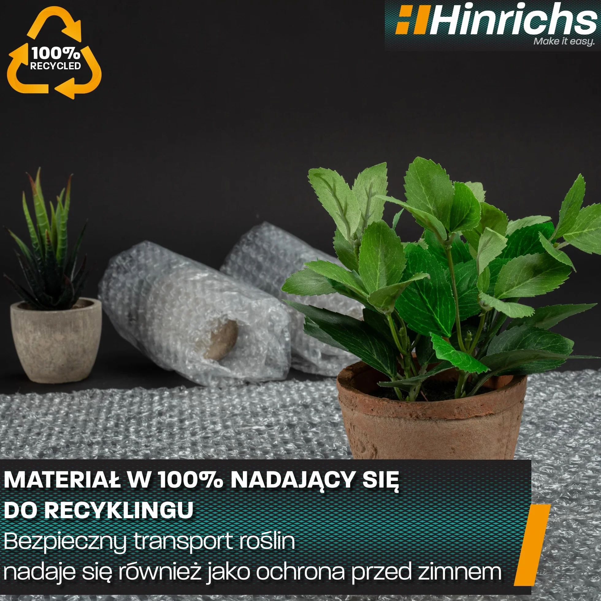 Hinrichs Folia Bąbelkowa w Rolce 20m x 30cm perforowana - Idealna do Wysyłki, Pakowania i Przenoszenia - Możliwość 100% Recyklingu - Folia Bąbelkowa jako Materiał Opakowaniowy - Materiał amortyzujący