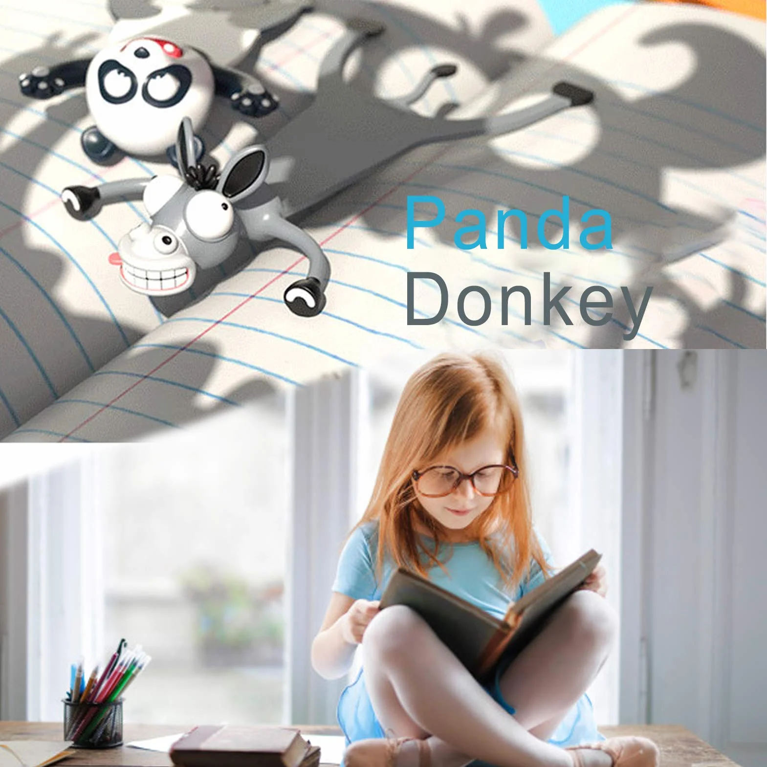 Alldo zestaw zakładek do książek, 2 szt., materiał PCW, zakładka dla zwierząt, osiołek, panda, rekin, ośmiornica, zabawne zakładki 3D, dla chłopców, dziewcząt, dzieci, studentów