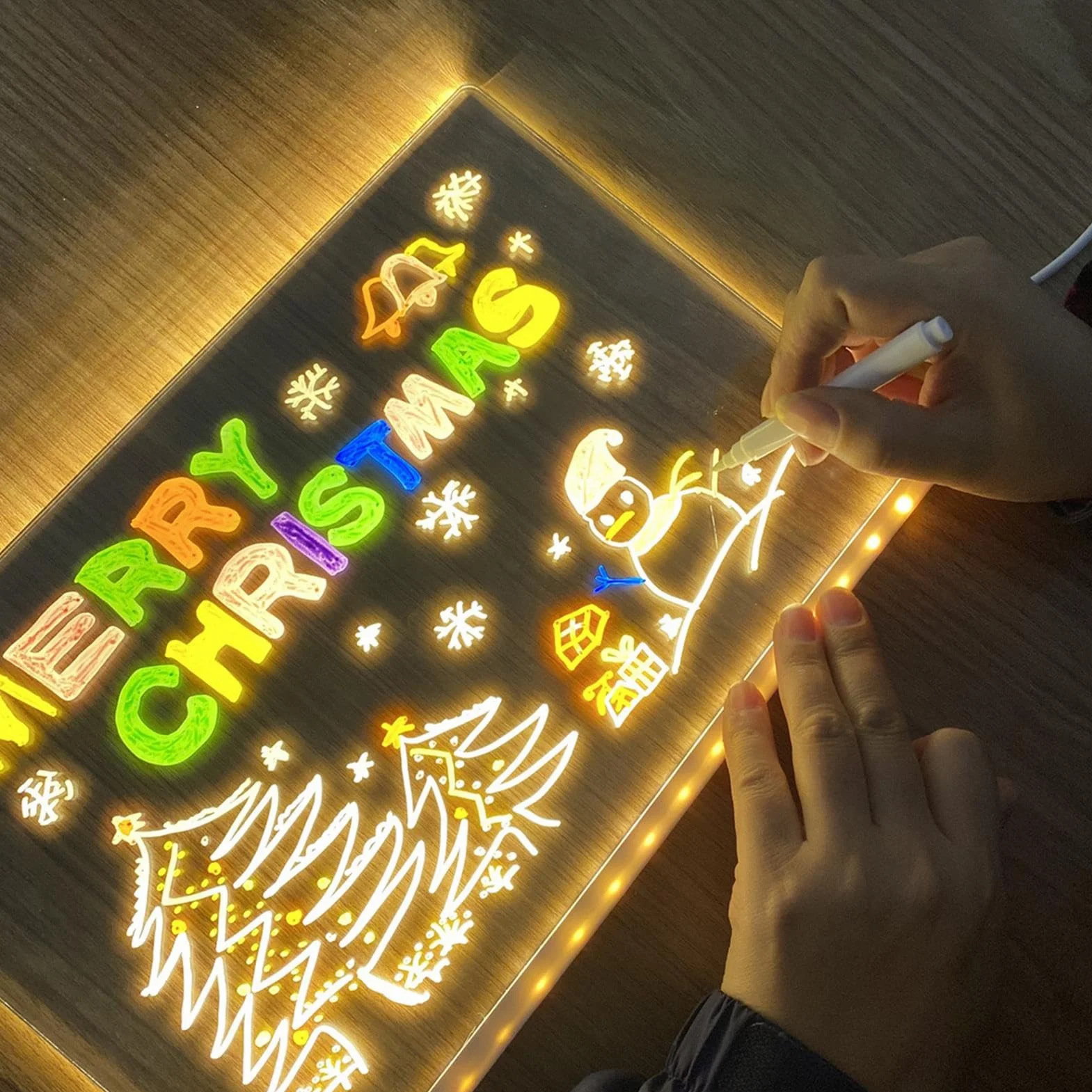 Light Up Dry Erase Board, LED Note Board ze stojakiem, Glow Writing Board USB Plug-In, akrylowa tablica wiadomości dla biznesu, tablica do rysowania LED na wesela, tablica pamięci Light-Up do domu
