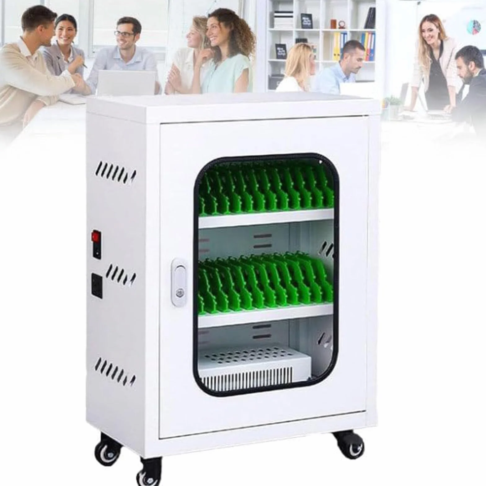 Szafka ładująca i synchronizacyjna, bardzo bezpieczna szafka ładująca i do przechowywania, wiele tabletów, z miejscem na 12-60 tabletów, odporne na temperaturę drzwi i wentylator, 40 slotów
