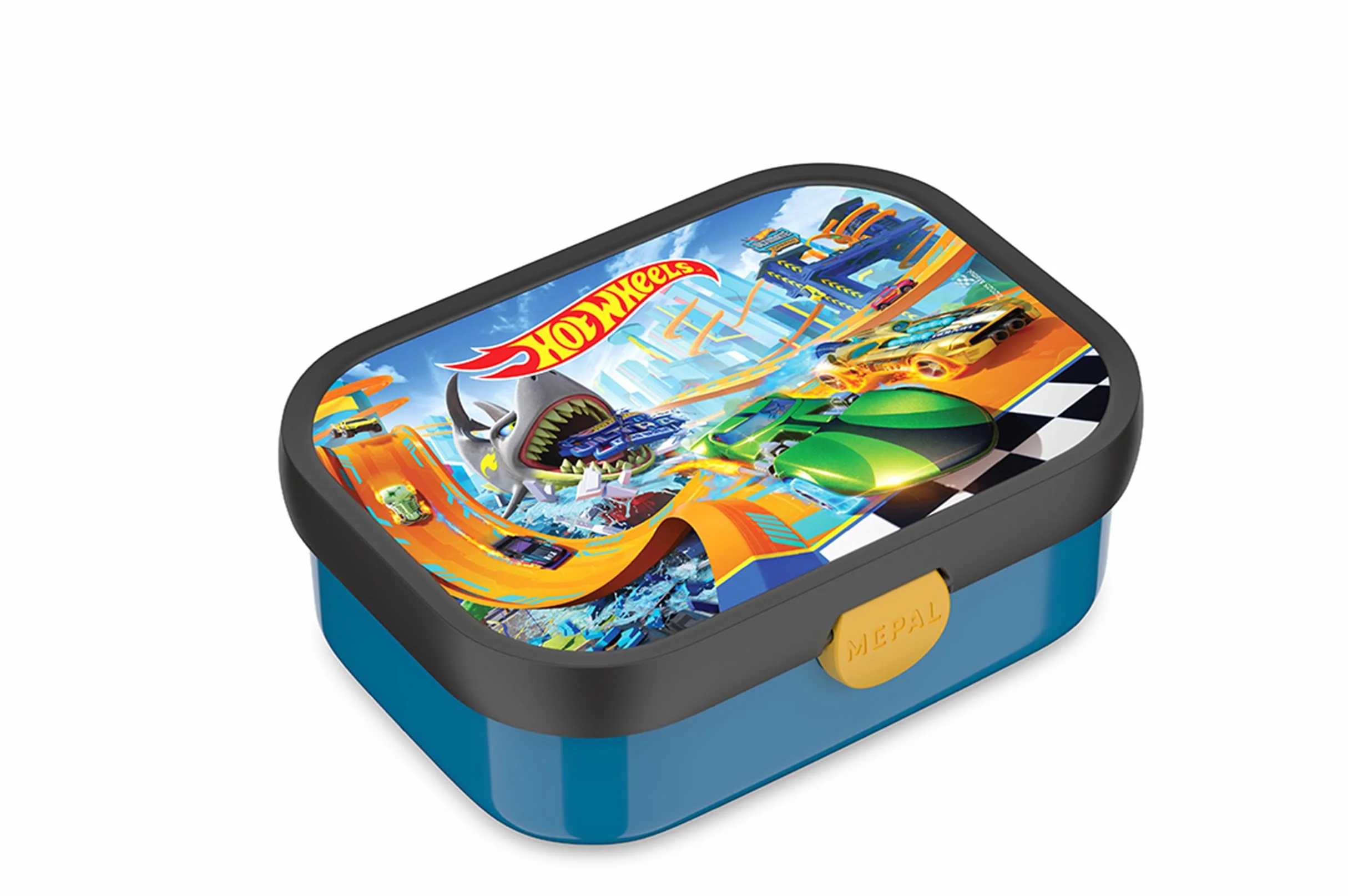 Mepal Pudełko na Lunch dla Dzieci Campus, Pudełko Bento, Pudełko na Przekąski z Zapięciem na Klips, bez BPA, Nadaje się do Mycia w Zmywarce, 750 ml, Hot Wheels