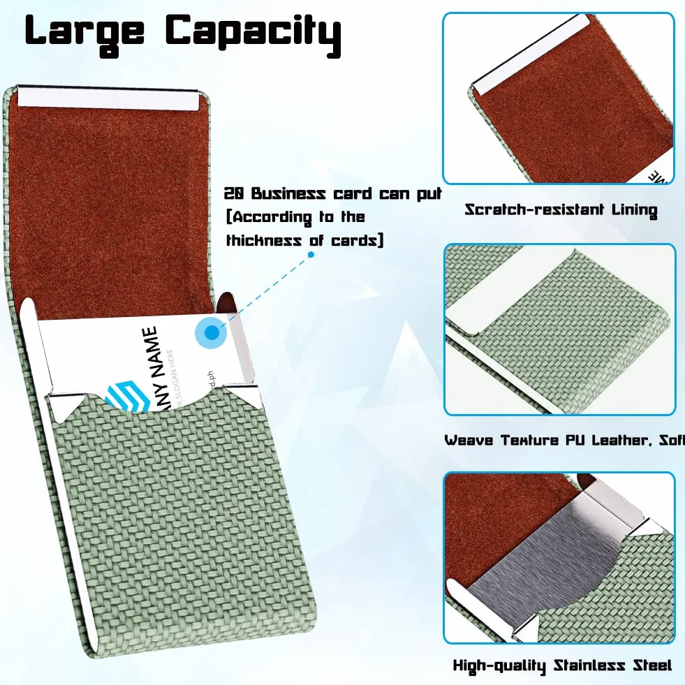 Etui na wizytówki, profesjonalne etui na wizytówki ze skóry PU i stali nierdzewnej, smukłe metalowe kieszonkowe etui na karty z zamknięciem magnetycznym – przechowuj wizytówki w