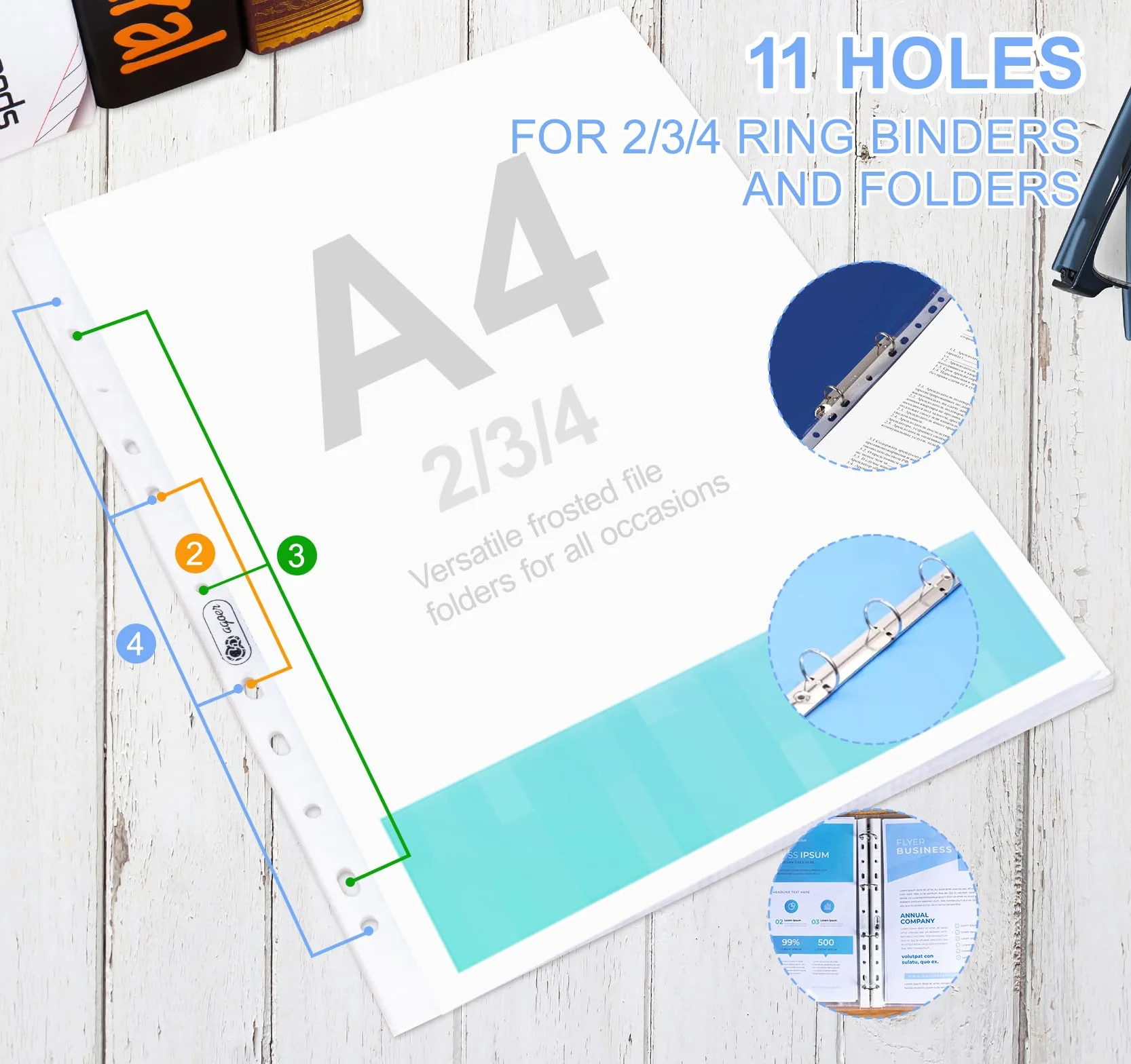Agoer 100 przezroczystych koszulek na dokumenty A4, format A4, przezroczyste, groszkowane, 160 my, koszulki foliowe do przechowywania papieru, zdjęć, dokumentów