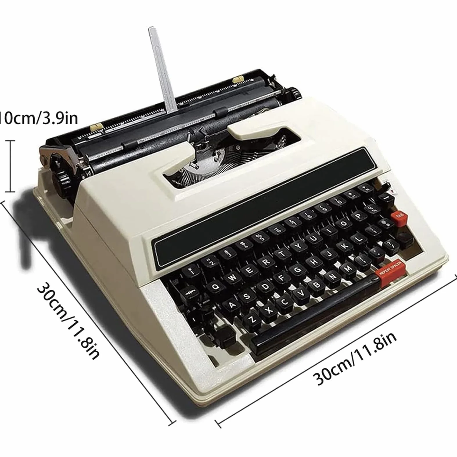 Tradycyjna nostalgia przenośna i łatwa w obsłudze ręczna maszyna do pisania, klasyczna staromodna mechaniczna angielska maszyna do pisania dla pisarzy, zbieraj prezenty, 30 * 30 * 10 cm