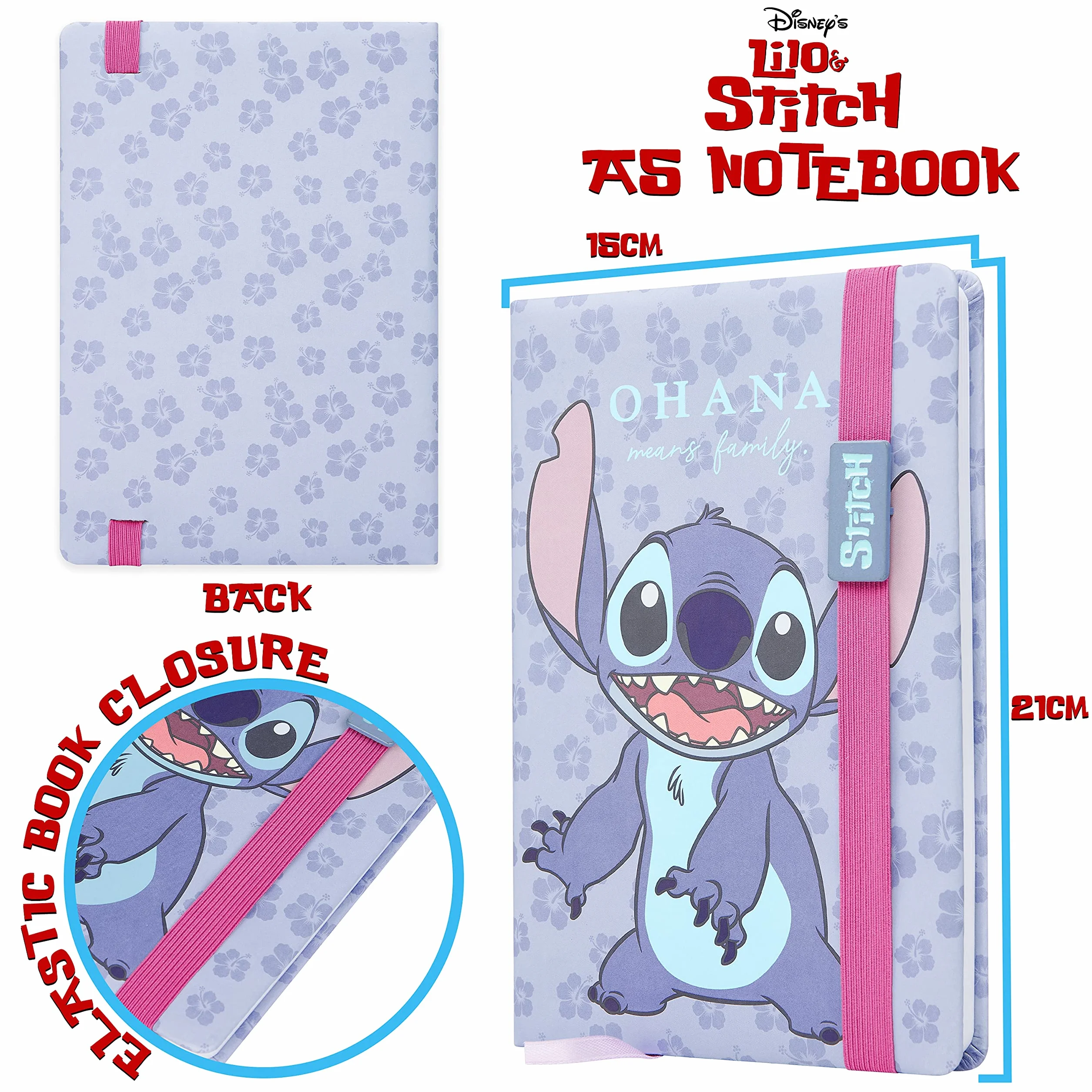 Disney Stitch Zestaw papeterii Prezenty Stitch dla dziewcząt Przybory szkolne Notatnik i akcesoria Uroczy zestaw artykułów piśmienniczych dla dzieci, nastolatków, kobiet Powrót do szkoły (Niebieski)