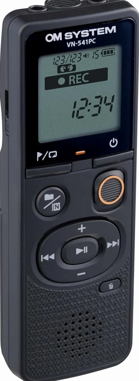 OM SYSTEM VN-541 PC Następca Olympus VN-541 PC Cyfrowy dyktafon z mikrofonem dookólnym, nagrywanie jednym przyciskiem, redukcja szumów i 4 GB pamięci