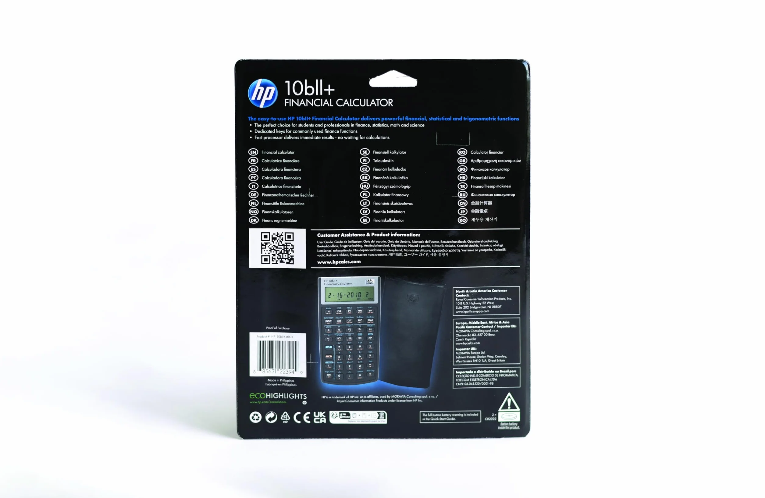 HP-10BIIPLUS/B12 Kalkulator, Czarny, 8,1 x 1,5 x 14,5 cm