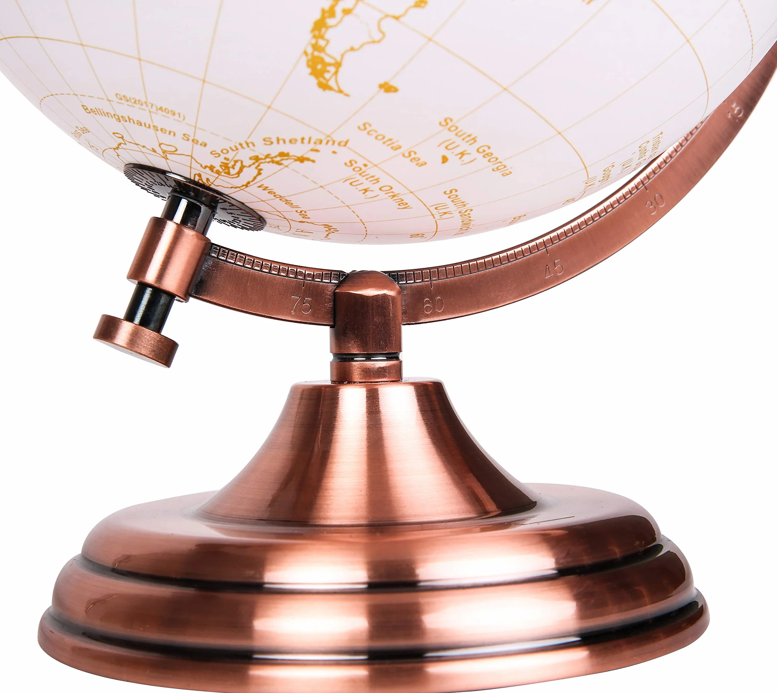 EXERZ Globus 20 cm złoty metaliczny pedagogiczna geograficzna mapa angielska metalowy łuk podstawa