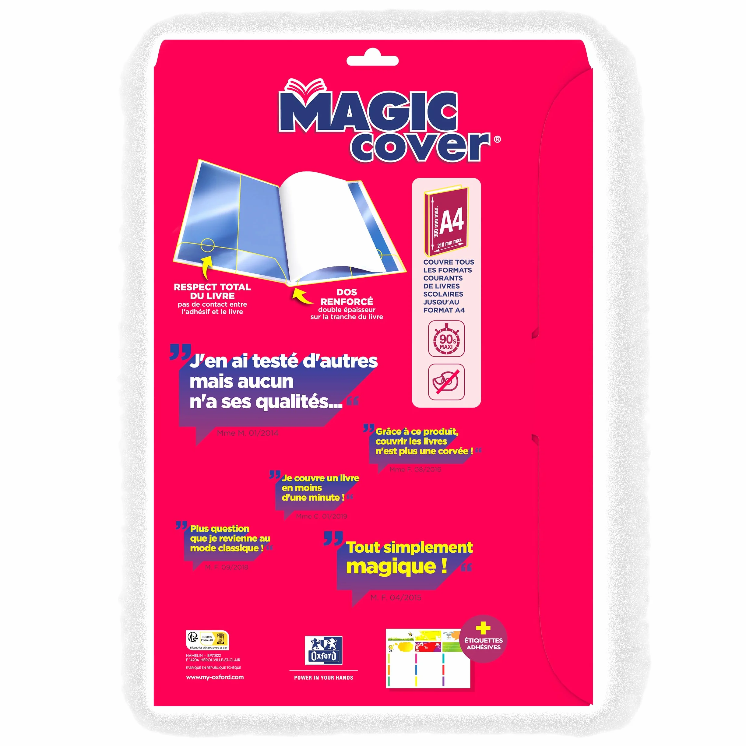Oxford 5 arkuszy ochraniaczy na książki Magic Cover A4 PCW gładkie grubość 9/100 bezbarwny