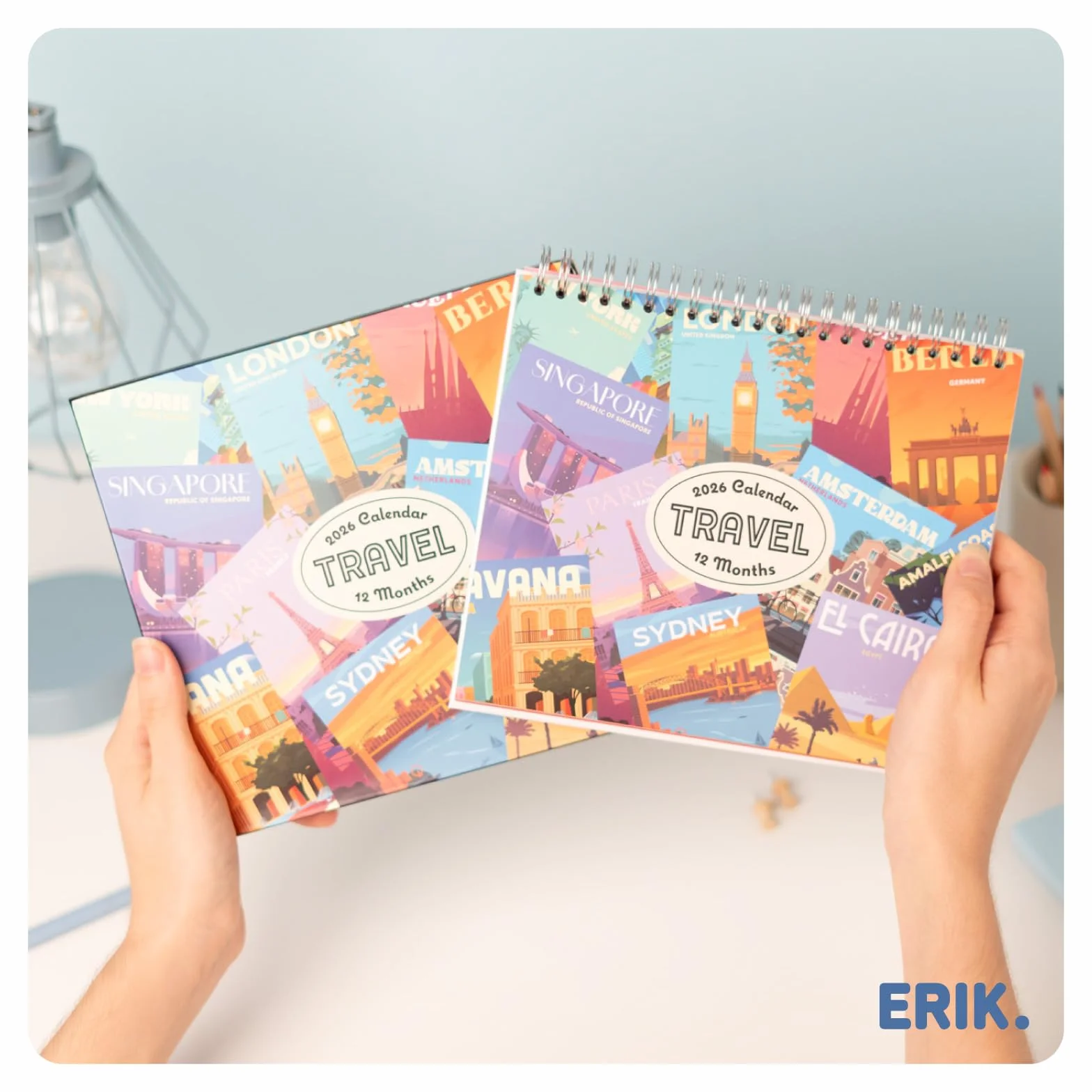 Grupo Erik Desk Calendar 2026 - Travel Calendar 2026 Month To View | Monthly Desk Planner, Desktop Gifts Under 10 Pounds | Travel Gifts For Friends