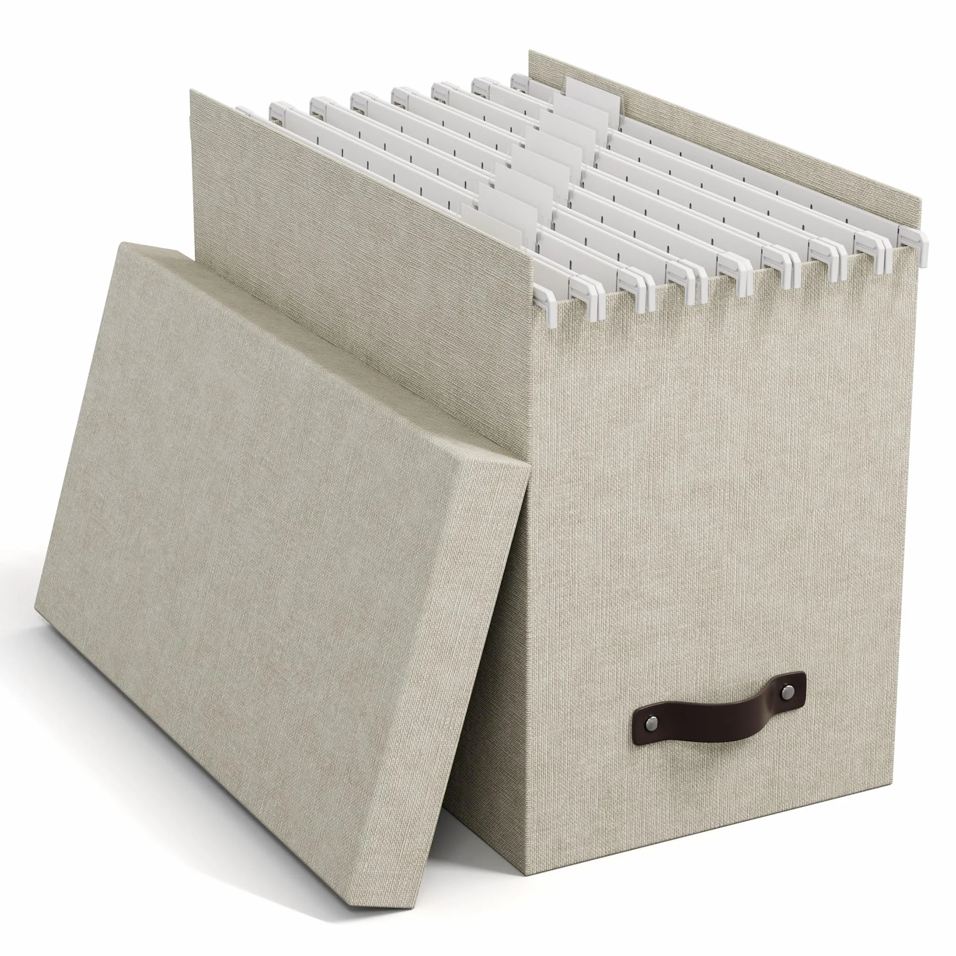 BIGSO BOX OF SWEDEN JOHAN Pudełko na dokumenty z pokrywką 8 skoroszytów płyta pilśniowa papier len