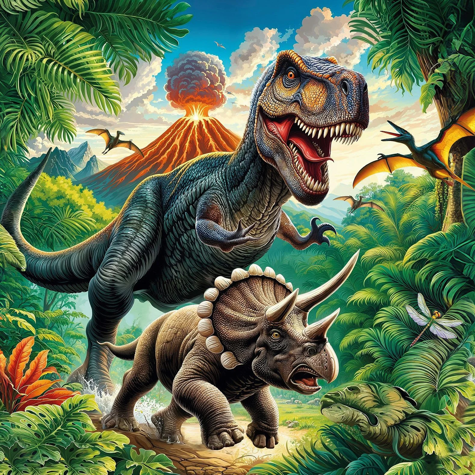 goldbuch 93 157 rożek dla rodzeństwa wulkan, rożek szkolny z motywem dinozaura, lakierowany karton, opakowanie na prezent z zielonym filcowym zamknięciem (bez tasiemki), rożek na słodycze okrągły