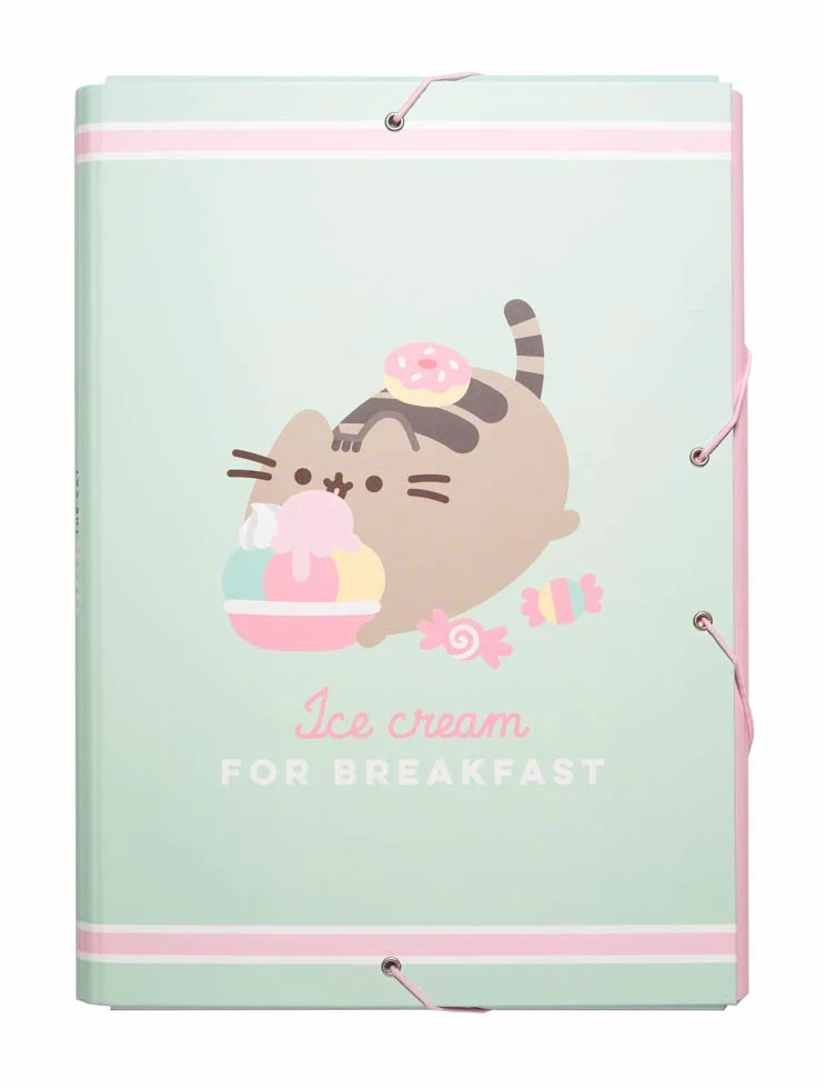 Grupo Erik: Twarda teczka Pusheen Foodie, rozszerzalna teczka na dokumenty A4, 34 x 24,5 cm, 3-klapowa teczka z gumką, teczka na dokumenty z kartonu, oficjalna licencja