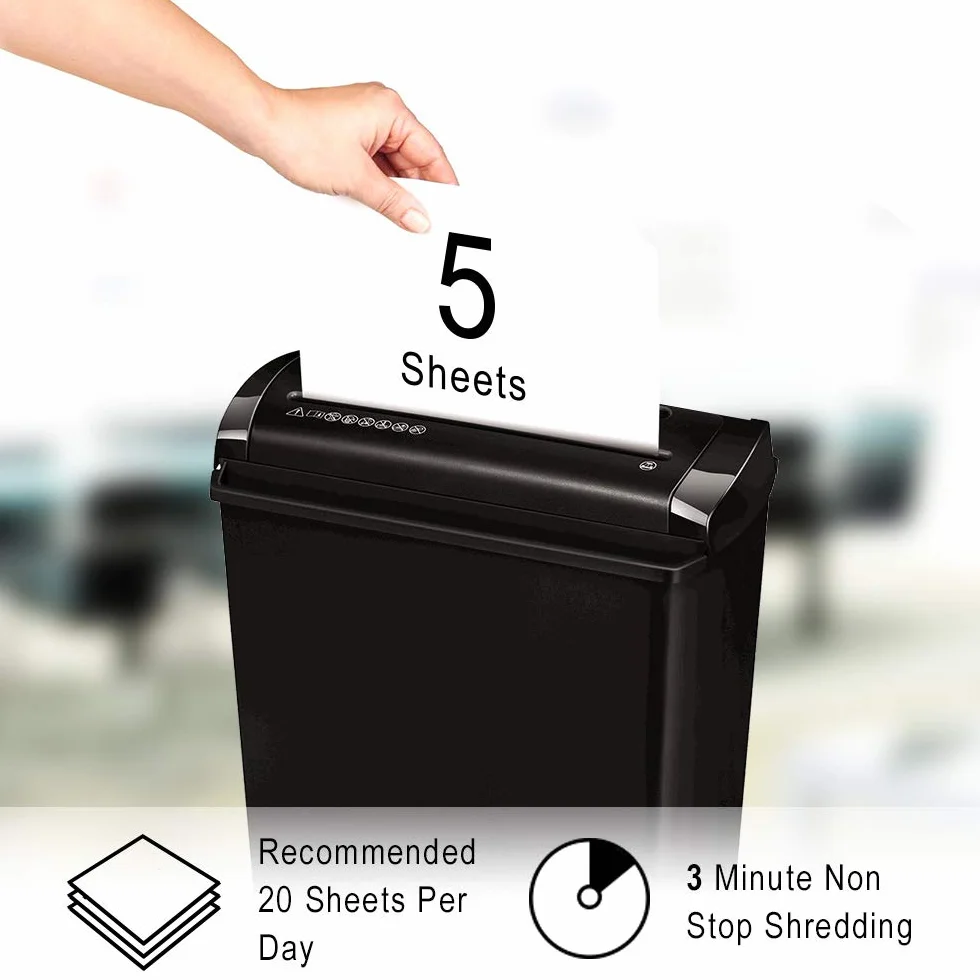 Fellowes Powershred P-25S, 5 arkuszy, cięcie w paski, 7 mm, niszczarka papieru do domu, Powershred P-25S, niszczarka z koszem 11 l, niszczarka dokumentów do standardowej ochrony danych, okazjonalne