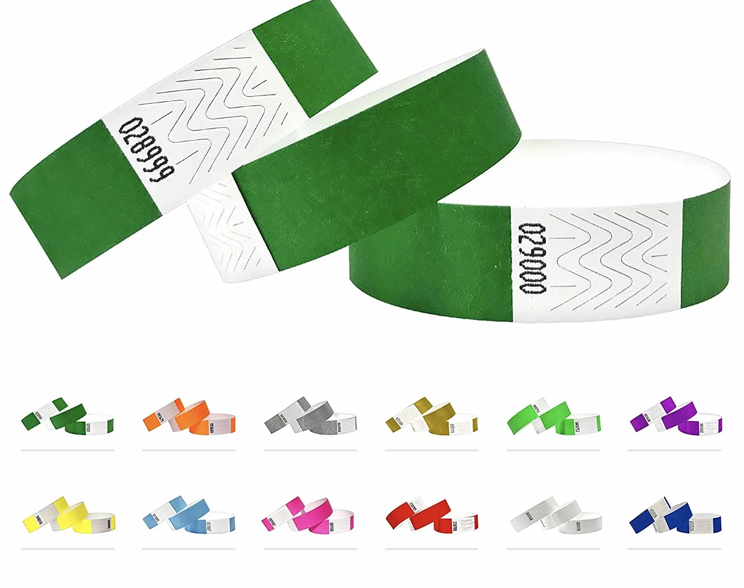 Tyvek bransoletki identyfikacyjne 19 mm, 500 sztuk, bransoletki na wydarzenia (ciemnozielone)