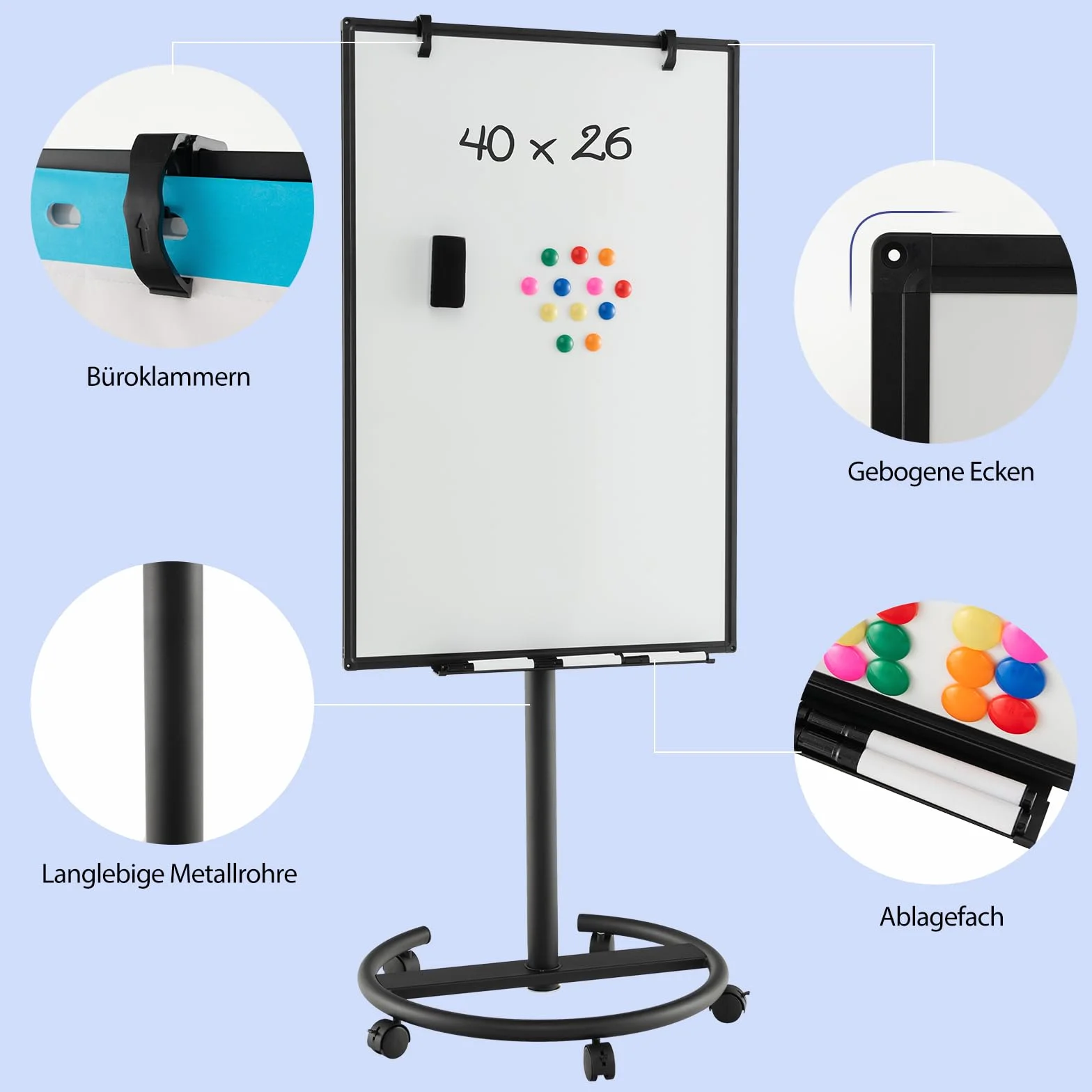 GOPLUS Stojak na flipchart 100 x 65 cm mobilna tablica suchościeralna regulowana wysokość