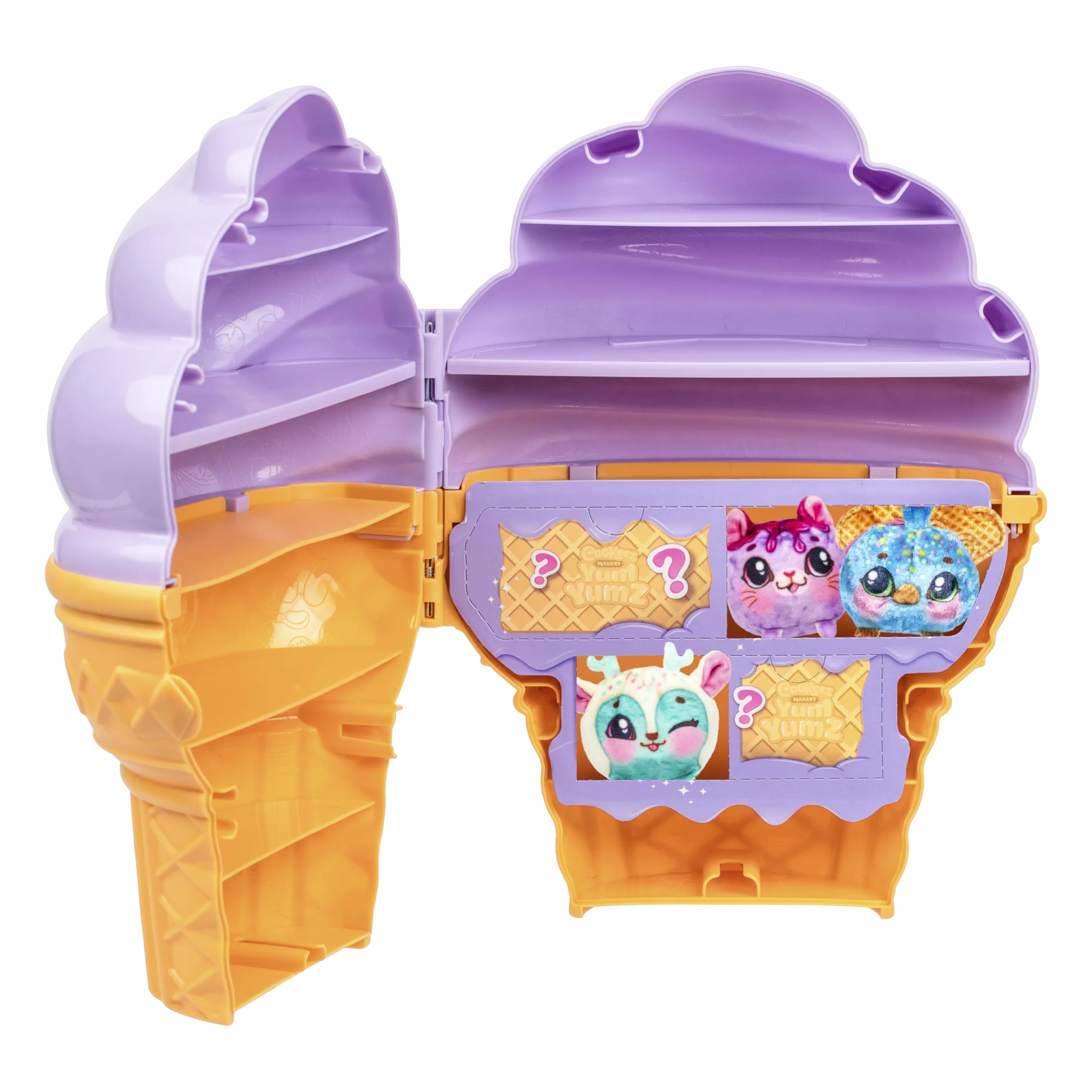 Cookeez Makery Etui Yum Yumz, gigantyczne na 36 lodów, 6 ekskluzywnych pluszowych, zabawny arkusz naklejek