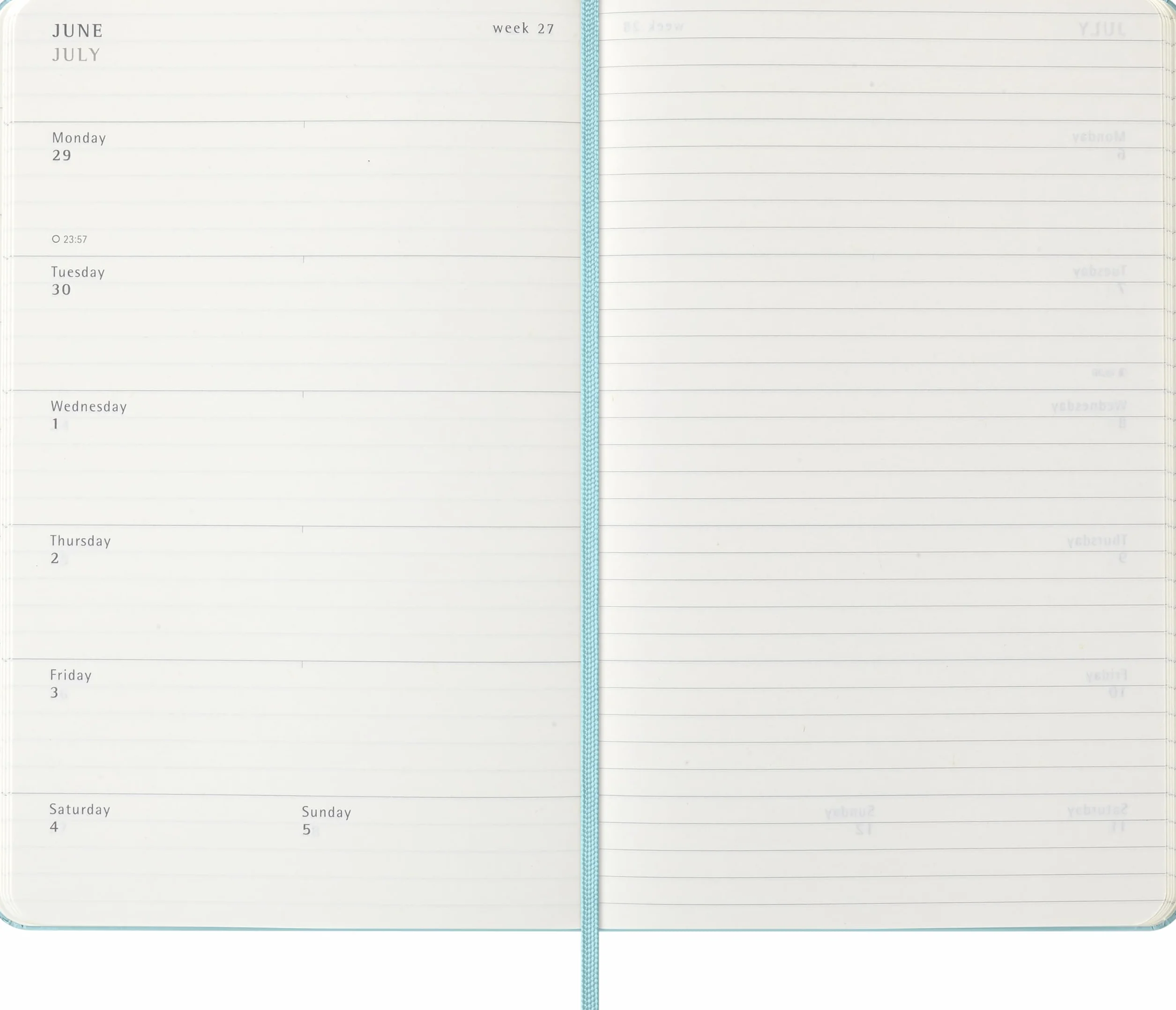 Moleskine 12 Monate Wochen Notizkalender 2026, Large/A5, fester Einband, Aquamarin
