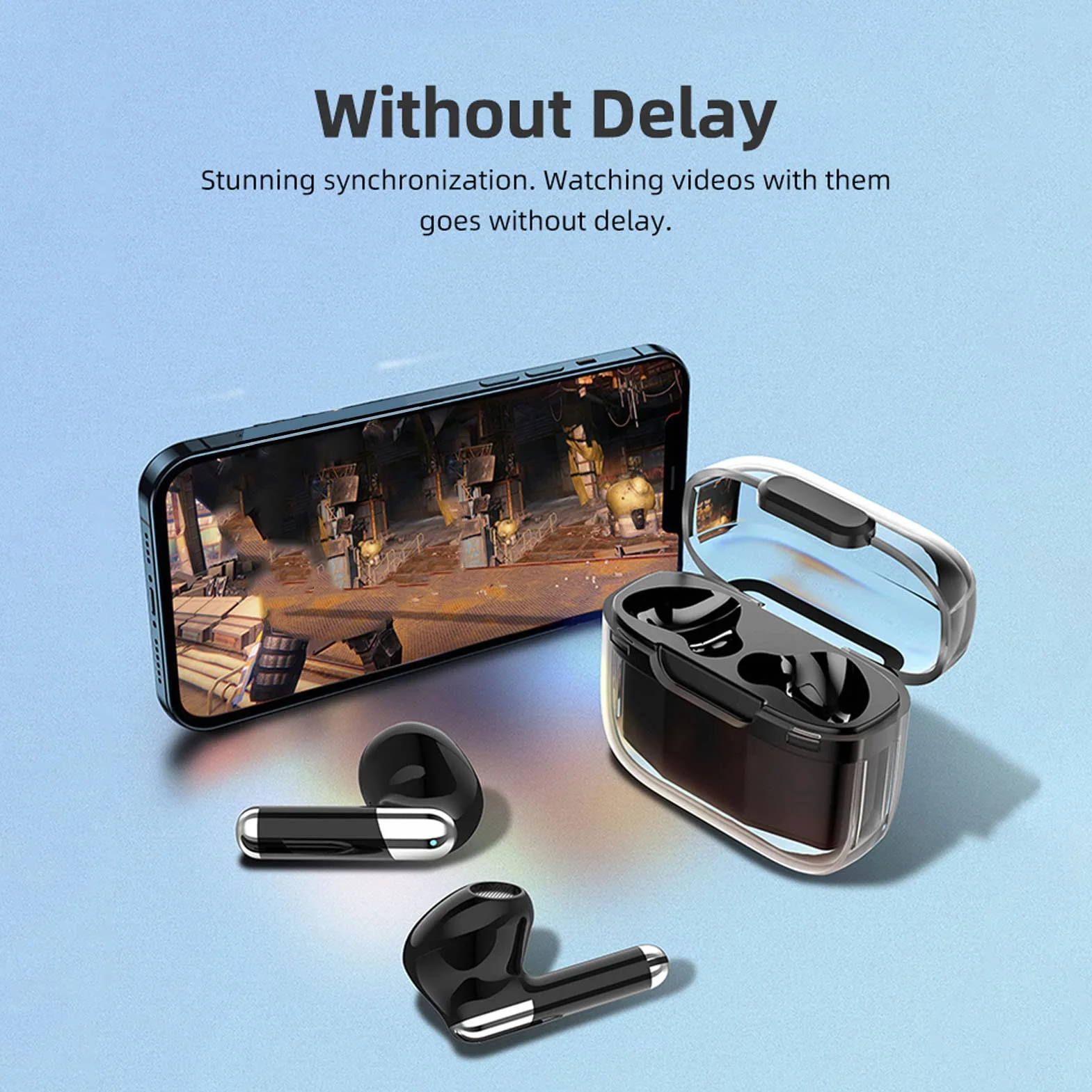 J207 Voice Translator Earbuds, BT5.3 Instant Voice Translation Device with Transparent Case, Language Translator Earbuds Supports 144 Languages