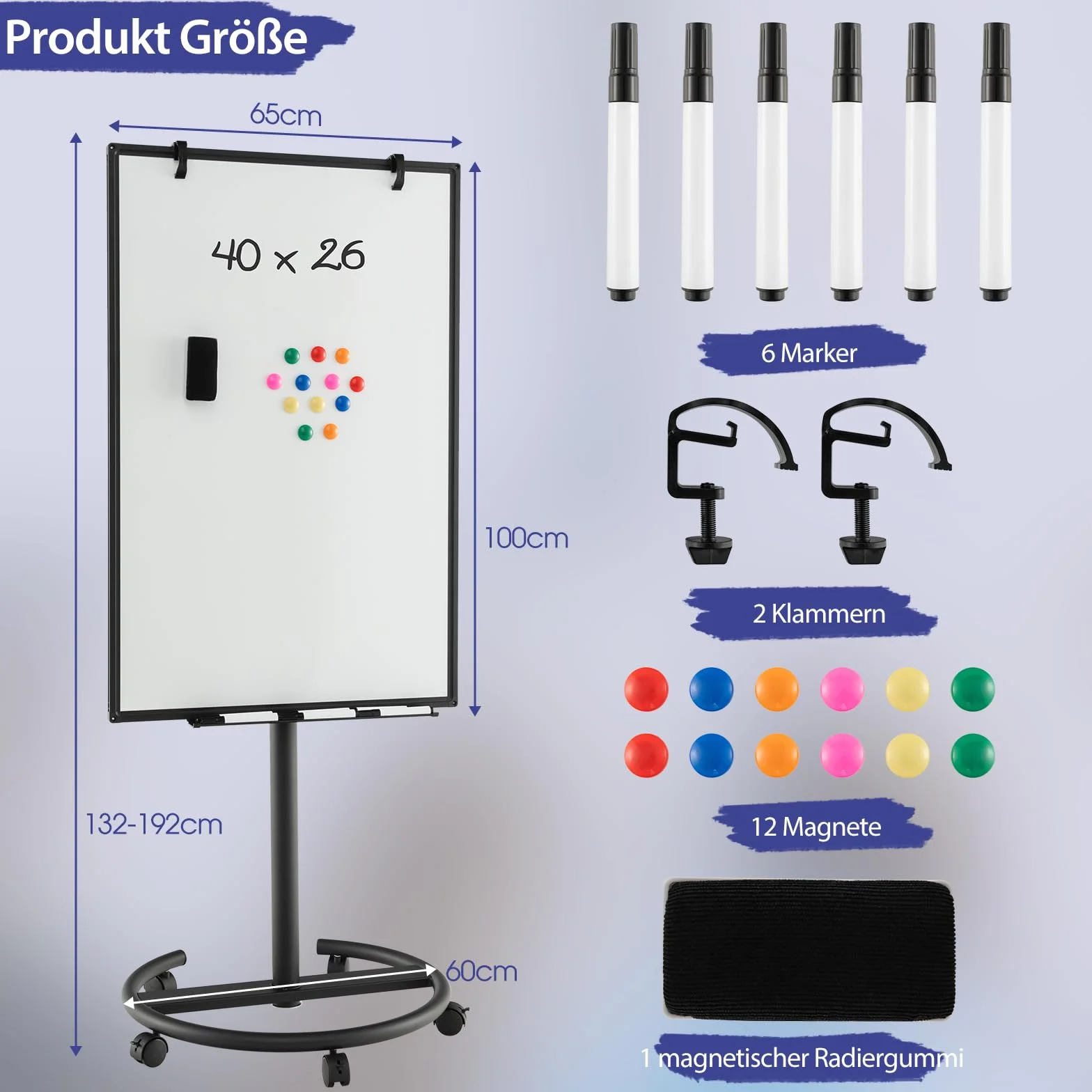 GOPLUS Stojak na flipchart 100 x 65 cm mobilna tablica suchościeralna regulowana wysokość
