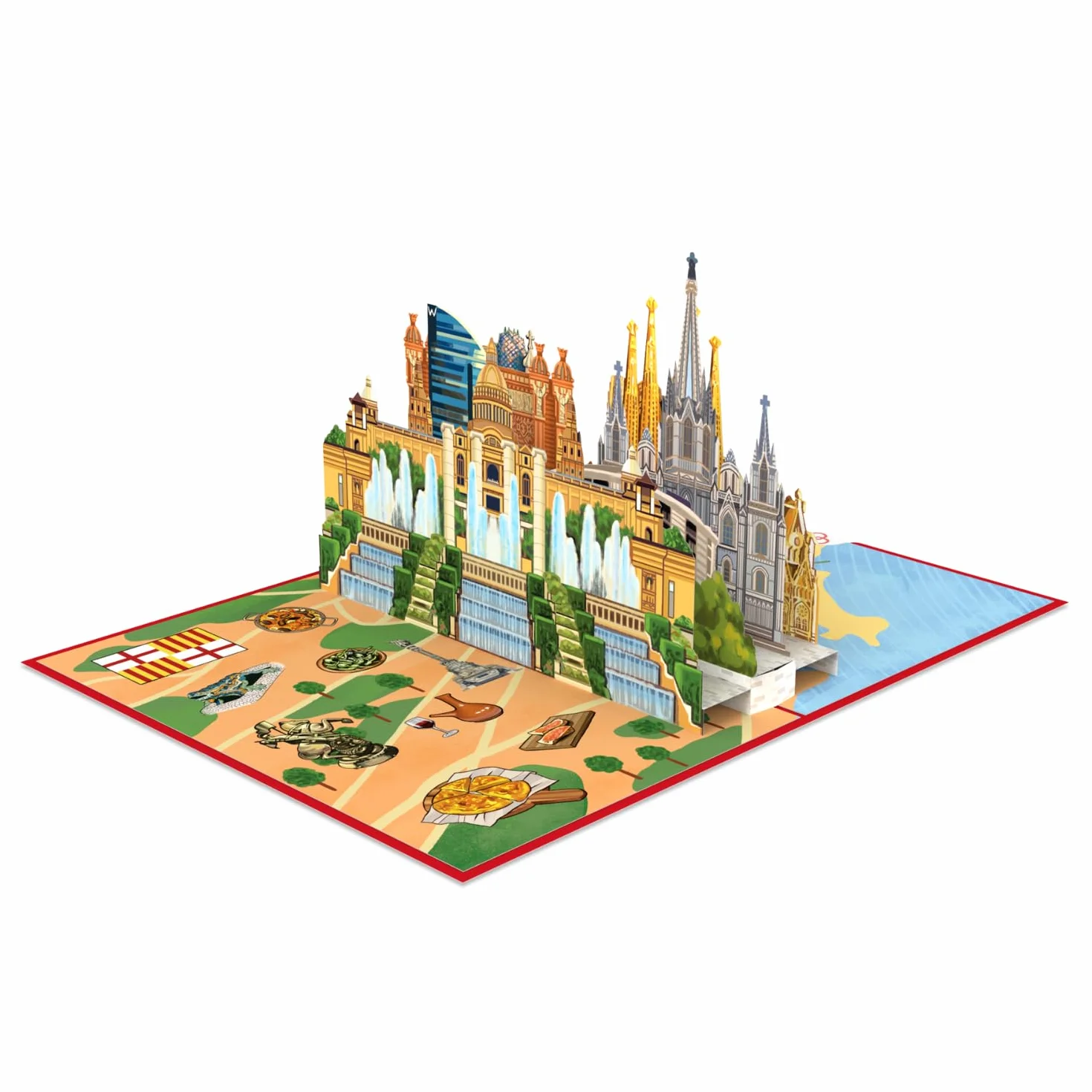 Kartka rozkładana papercrush® Pop-Up Barcelona – 3D kartka urodzinowa dla mężczyzn i kobiet (mąż, żona), 3D kartka prezentowa jako bon podróżny na wycieczkę do Barcelony, bon hotelowy na weekendową