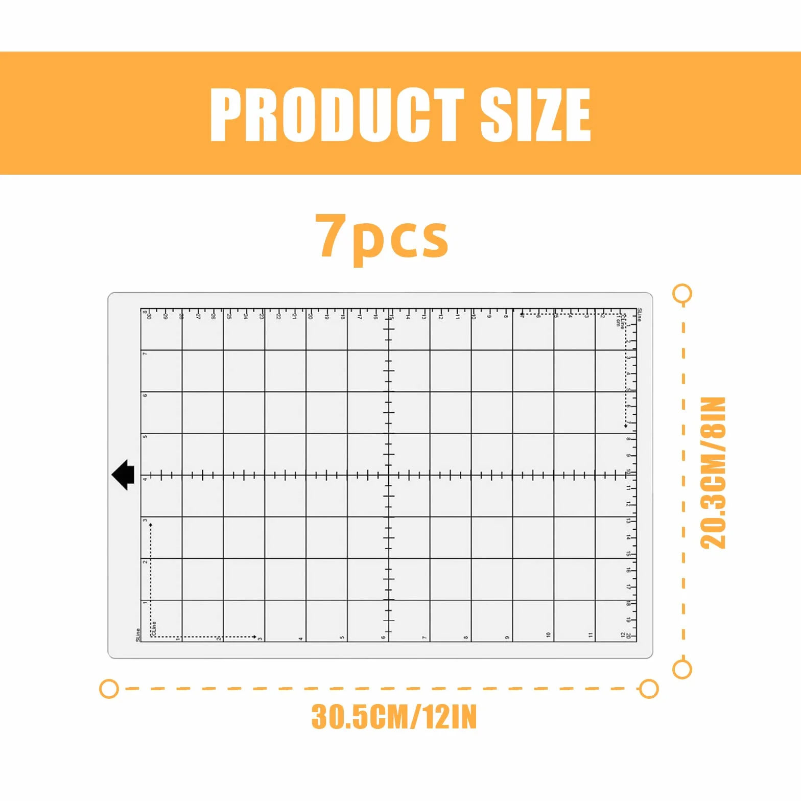 7 sztuk mat do cięcia Silhouette Cameo 4/3/2/1 Cricut Explore, 20 x 30 cm, mata do cięcia, mata Cricut z siatką pomiarową, samoprzylepna mata, rasteryzowana mata do cięcia, przezroczysta mata klejąca