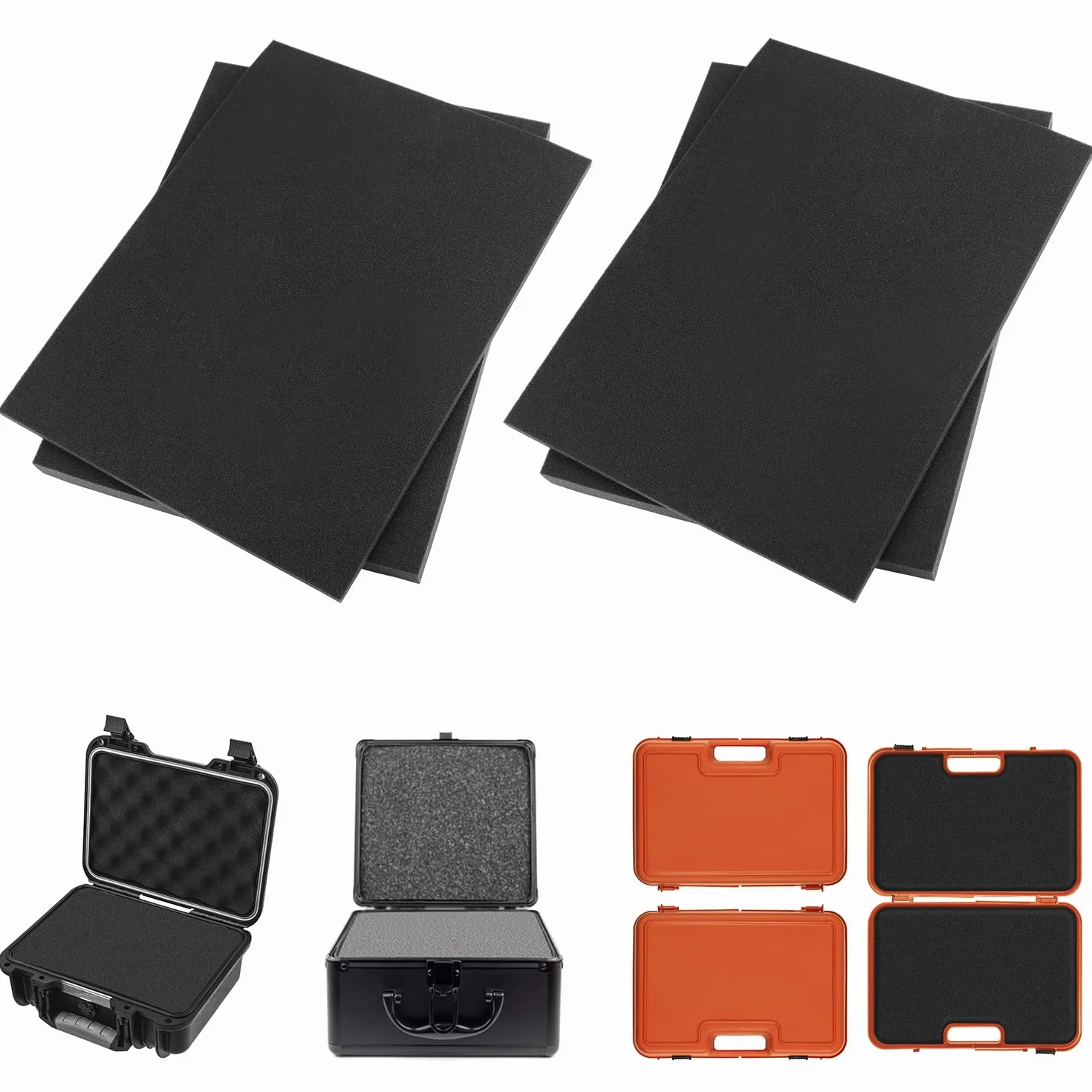 QWORK® pianka kostkowa z pianki siatkowej, 4 sztuki, 400 x 300 x 25 mm 400 x 300 x 10 mm, może być używana do ochrony narzędzi, aparatów, kosmetyków i rzemiosła