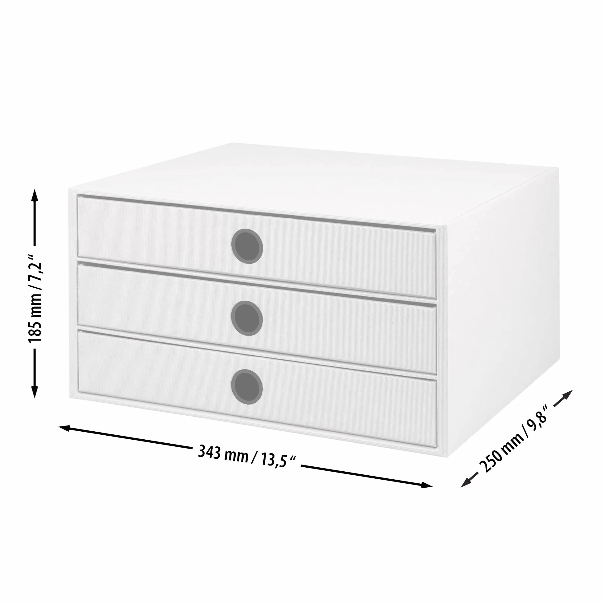 Rössler Papier 1524452153 - S.O.H.O. 3-szufladowe pudełko na DIN A4, z otworem na uchwyt, denim, 343 x 250 x 185 mm, 1 szt.