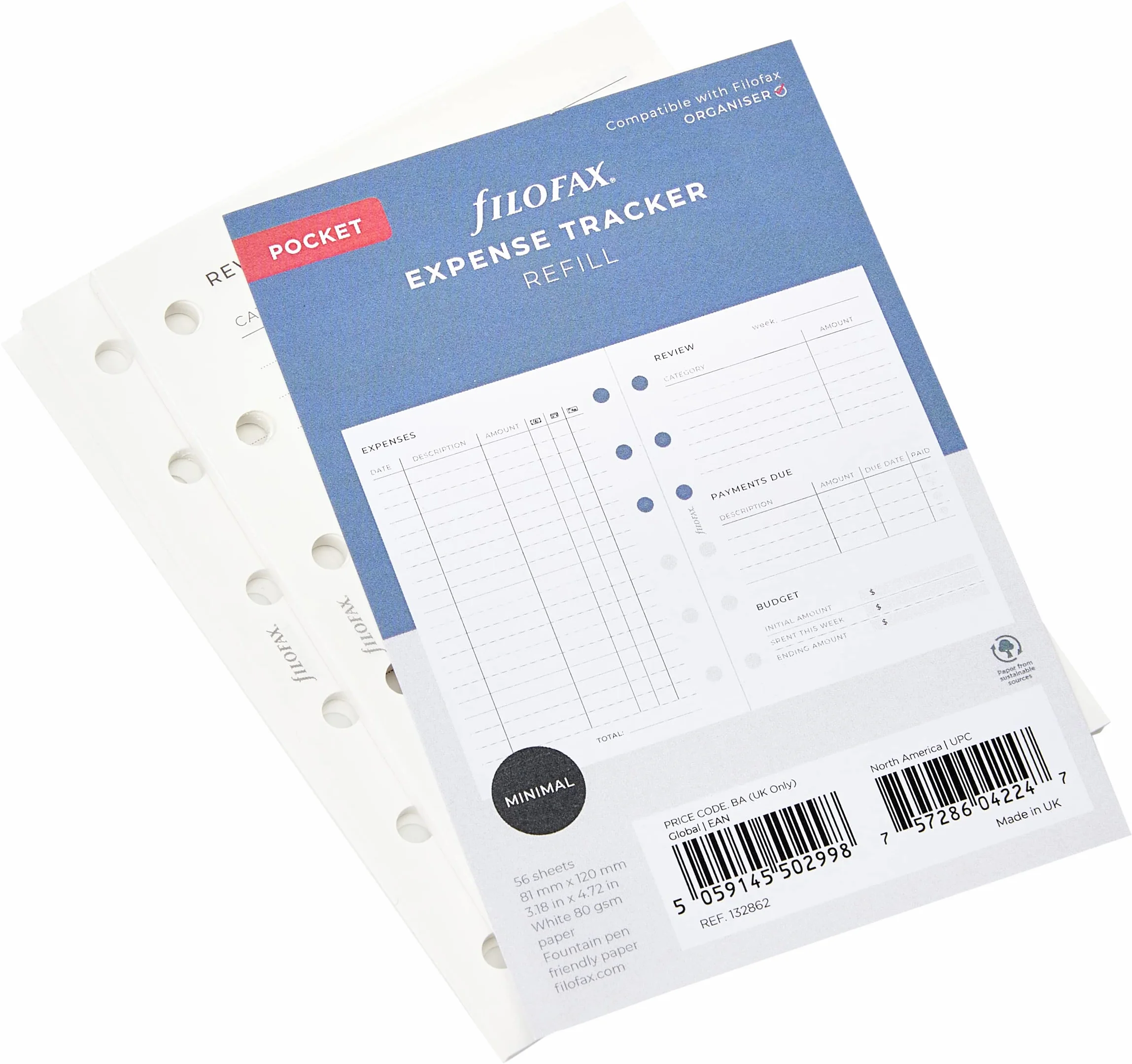 Filofax Wkład Pocket Expense Tracker biały