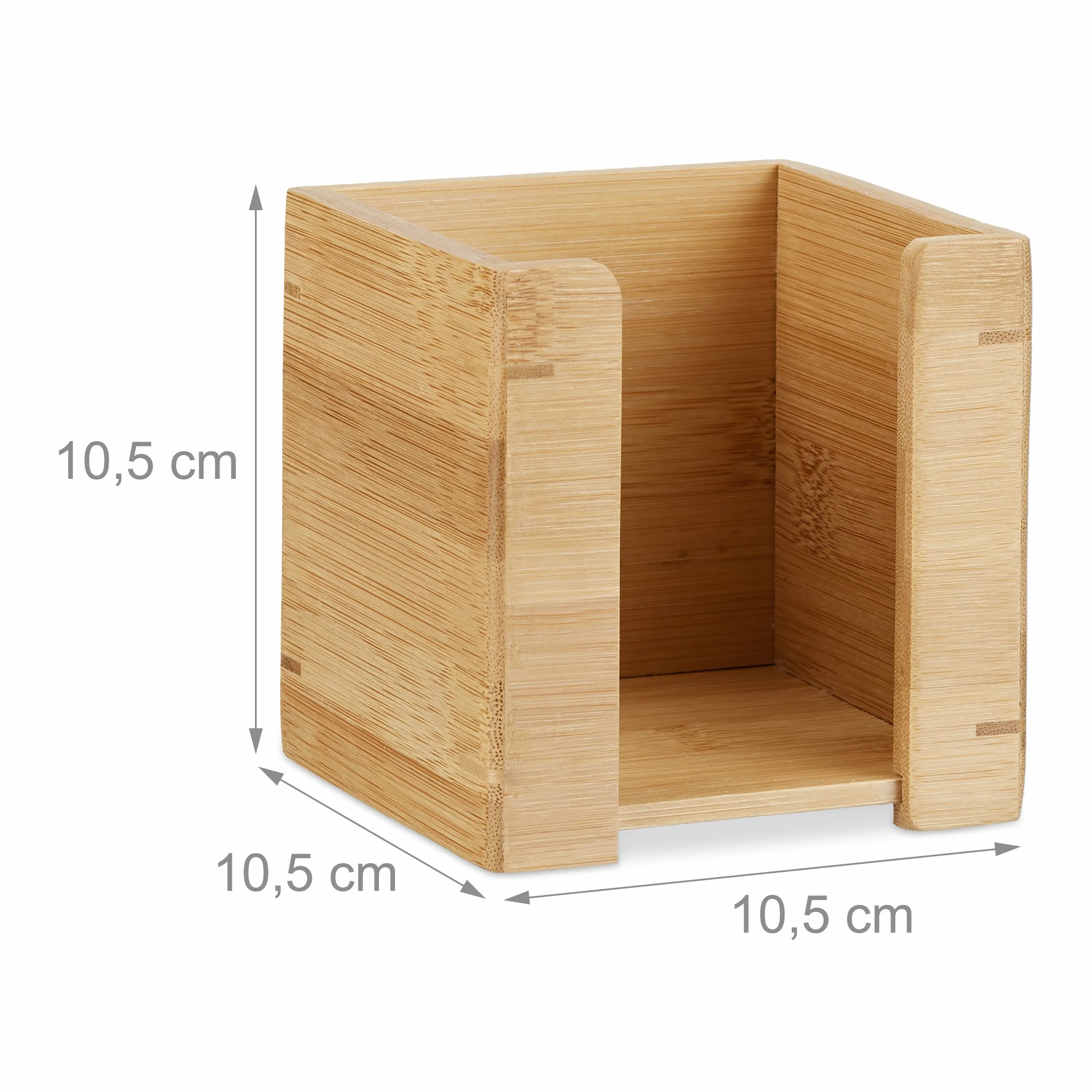 Relaxdays Pudełko na karteczki Bambus 900 karteczek 10,5 x 10,5 x 10,5 cm naturalny