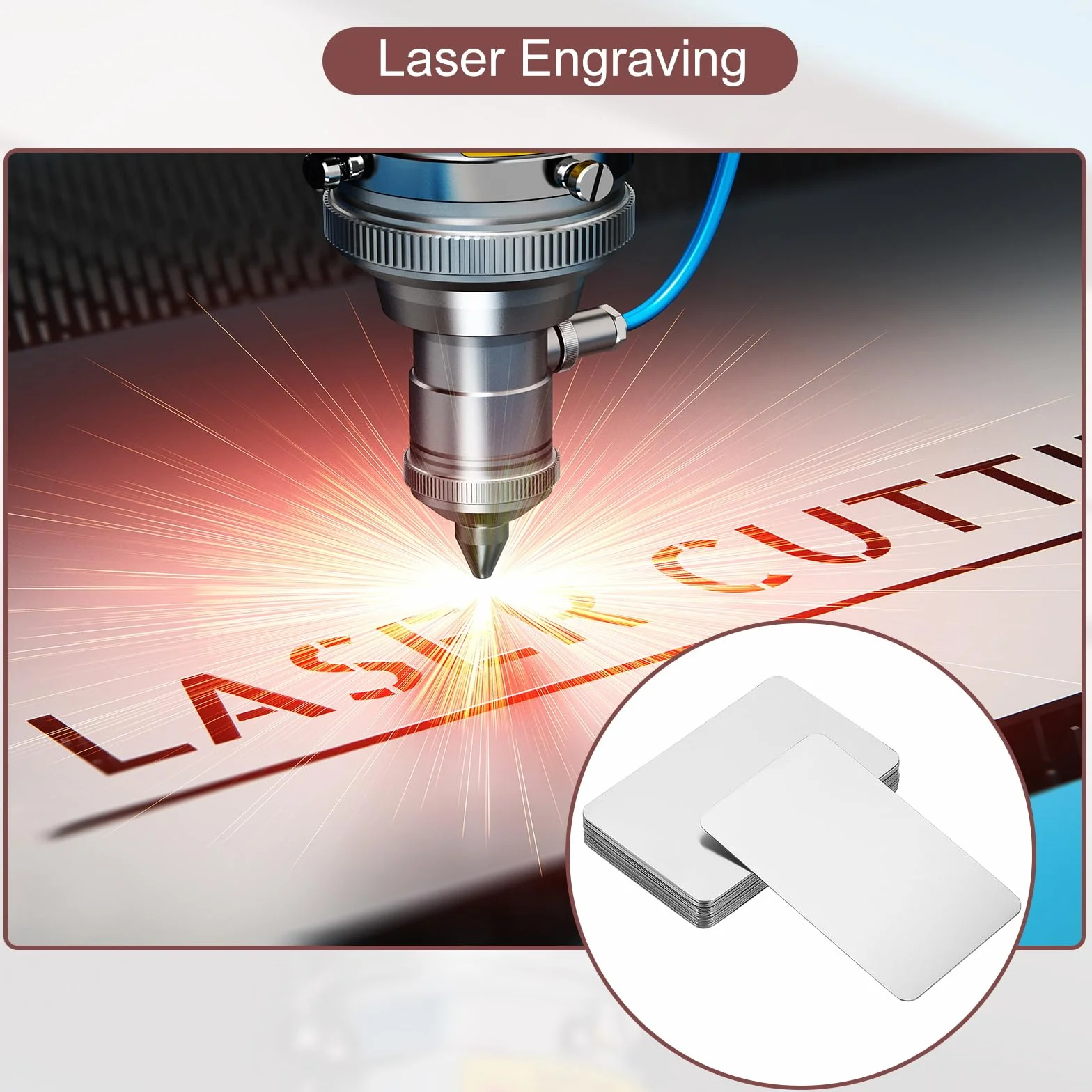 PATIKIL Metalowe wizytówki ze stali nierdzewnej, 0,3 mm, 12 sztuk, puste wizytówki, grawerowanie laserowe do kart podarunkowych DIY, srebrne
