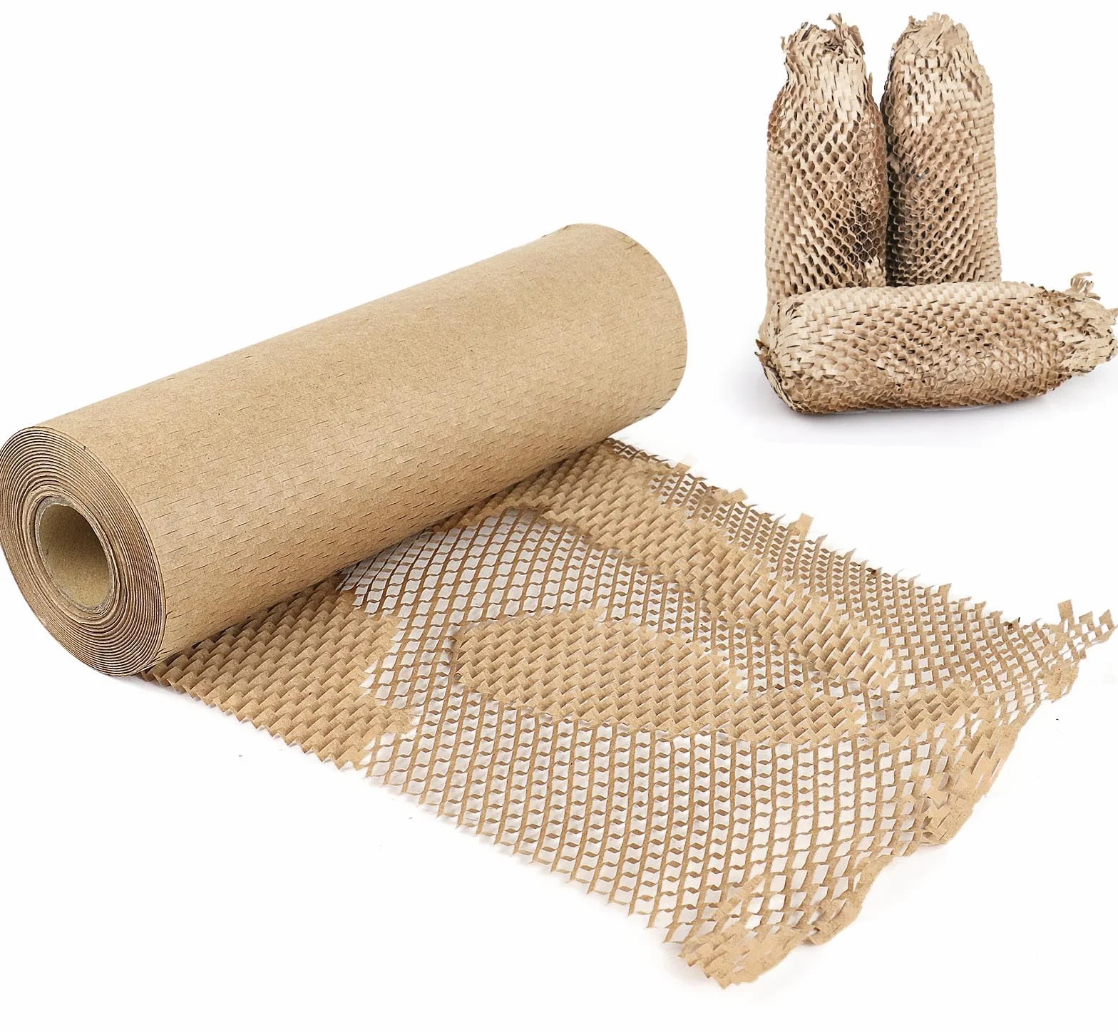 BOMEI PACK 30 cm x 50 m plaster miodu papier do pakowania - brązowy papier o strukturze plastra miodu - przyjazna dla środowiska alternatywa dla folii bąbelkowej do wysyłki i przeprowadzki, materiał
