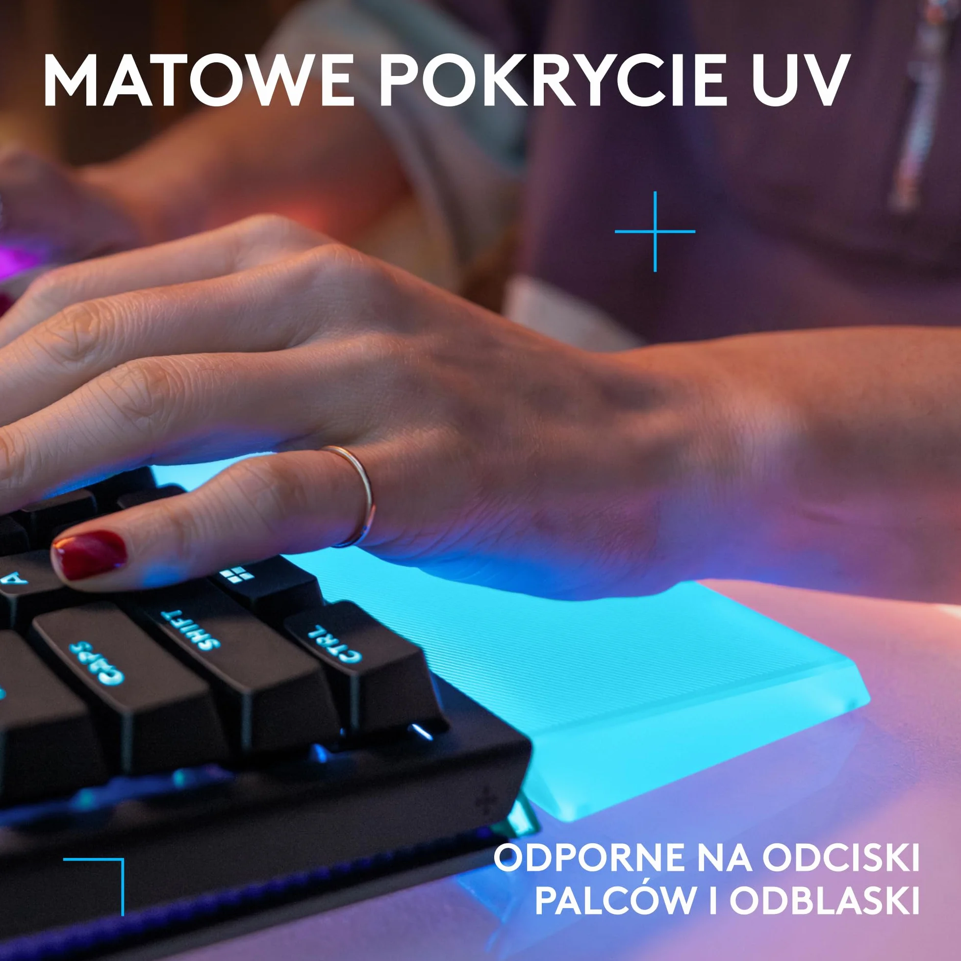 Logitech G G512 X PALM REST 98, LIGHTSYNC RGB – akrylowa podpórka pod nadgarstki z grawerem laserowym, która wzmacnia efekt świetlny, zaprojektowana dla modelu G512 X 98 – Przezroczysta