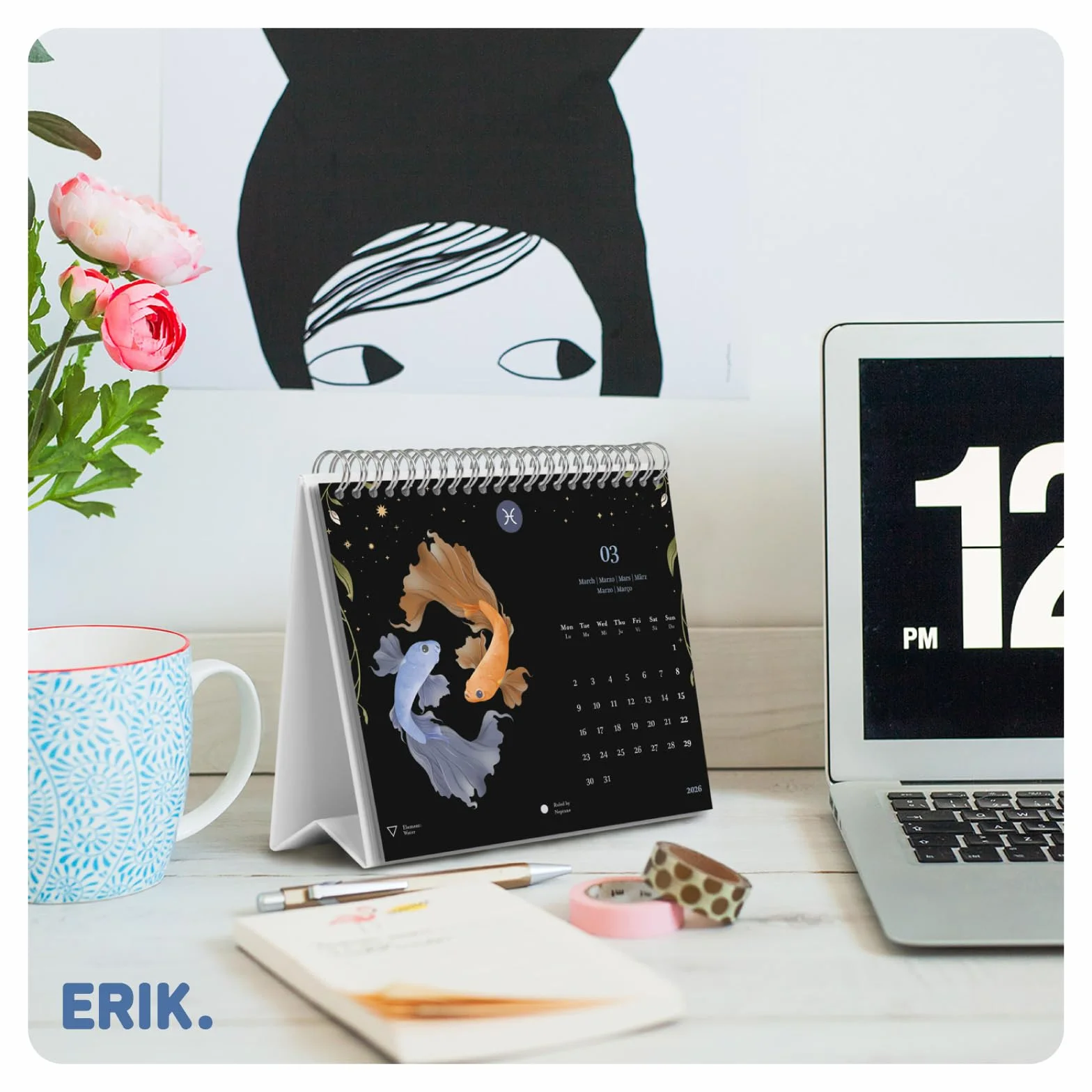 Grupo Erik Desk Calendar 2026 Astral Astrology Monthly Planner