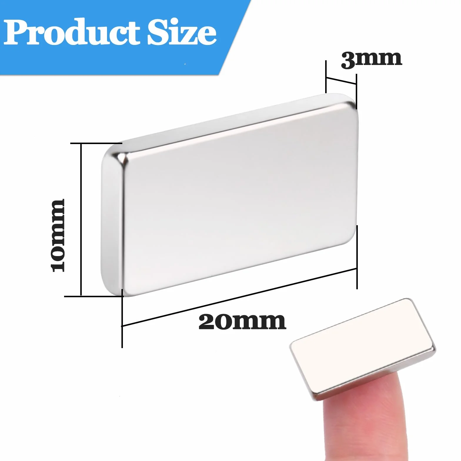 magnesy neodymowe, ekstra mocne, 20 x 10 x 3 mm, małe prostokątne, mini magnesy na tablicę korkową, tablica suchościeralną, rzemiosło, zdjęcia, 20 sztuk