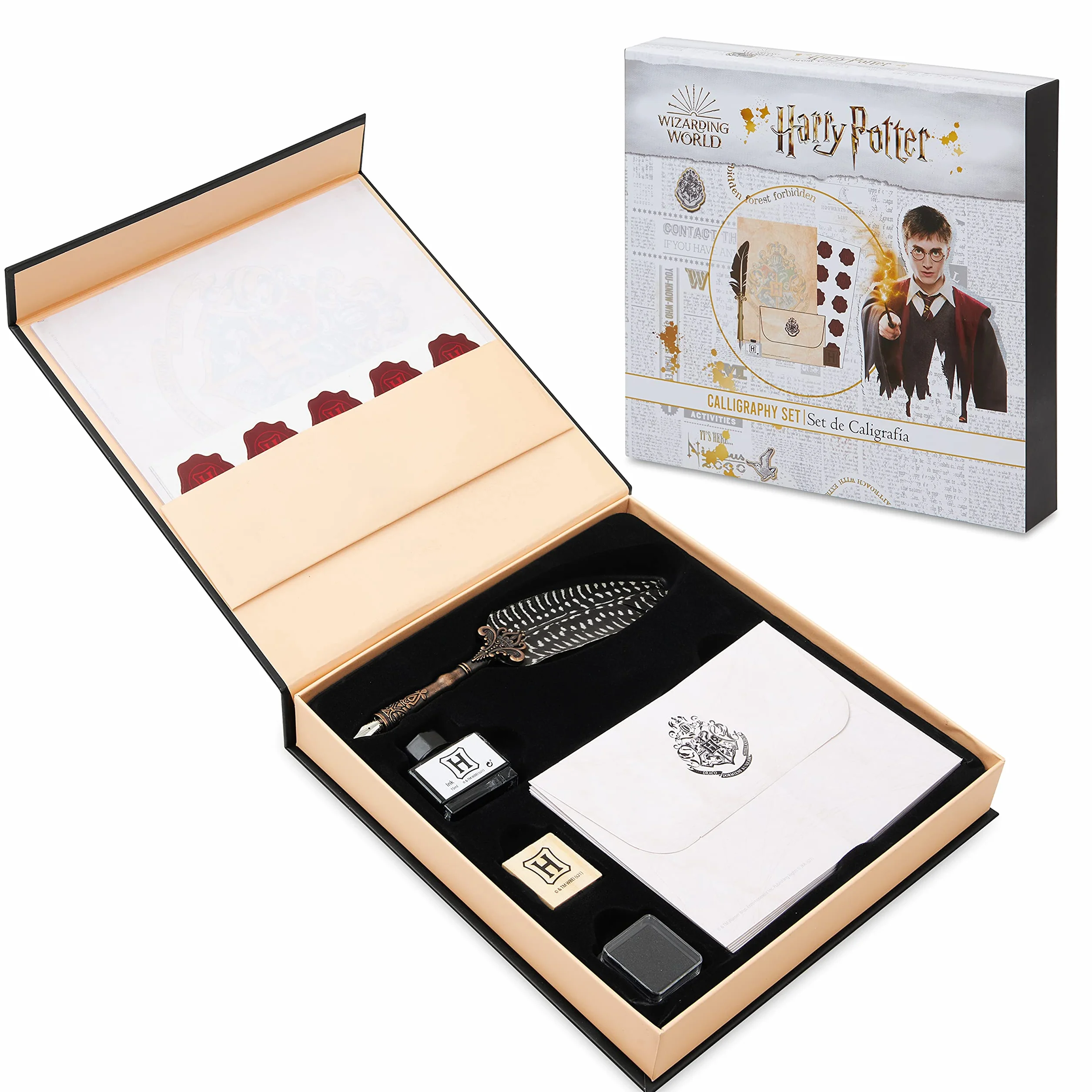 Harry Potter Zestaw do kaligrafii, zestaw atramentów do piór wiecznych z piórami i kopertami papierowymi Zestaw do pisania w butelce i pieczątki Pióro, prezenty